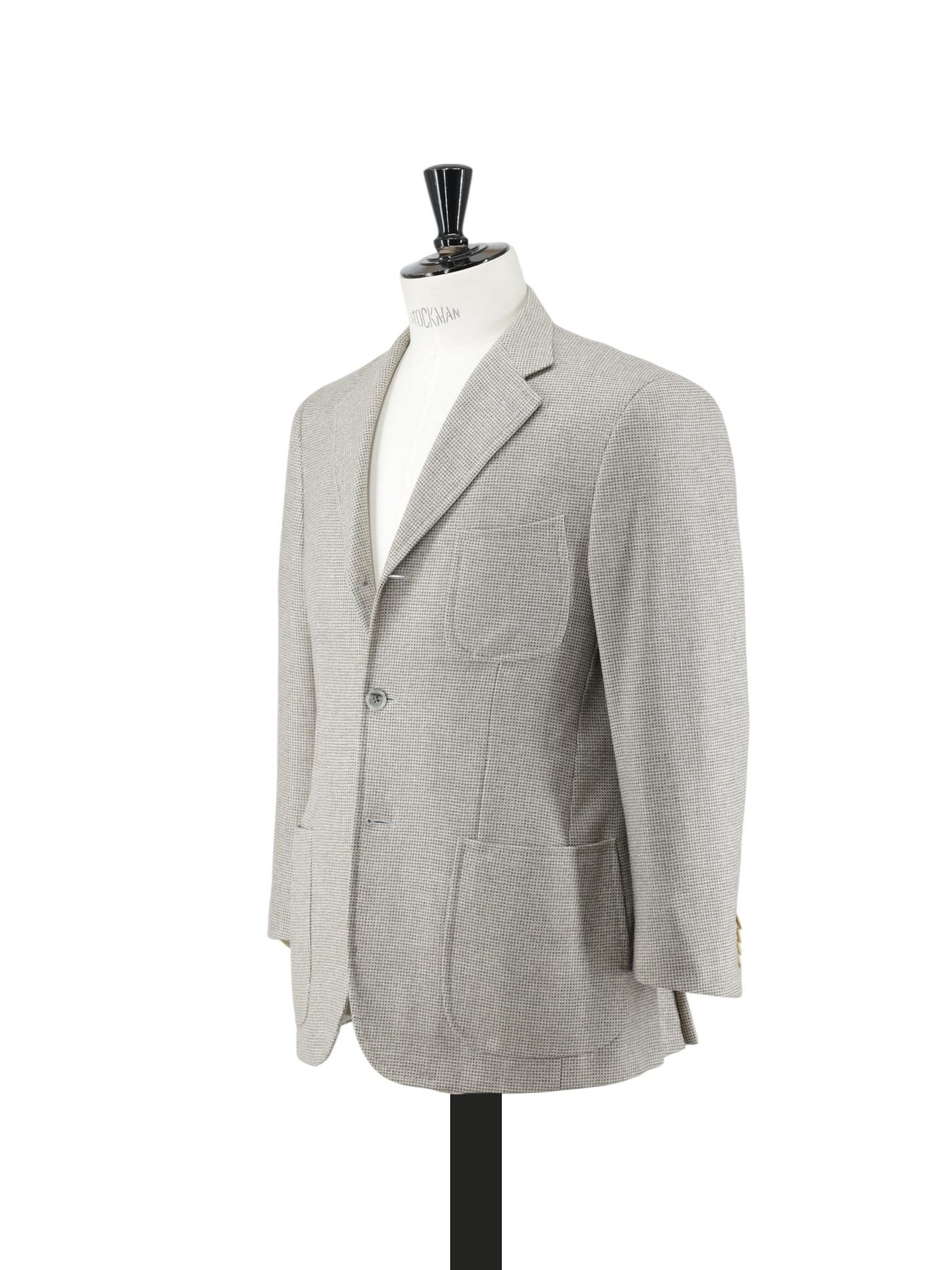 Isaia Light Grey Wool & Cashmere Micro-Pattern Jacket
