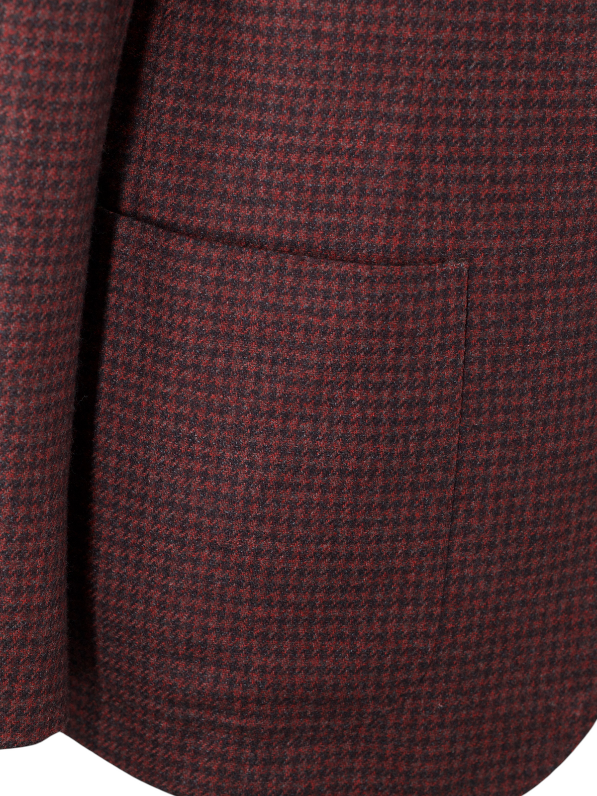 Sartorio Burgundy Softly-Brushed Wool Pied de Poule Jacket