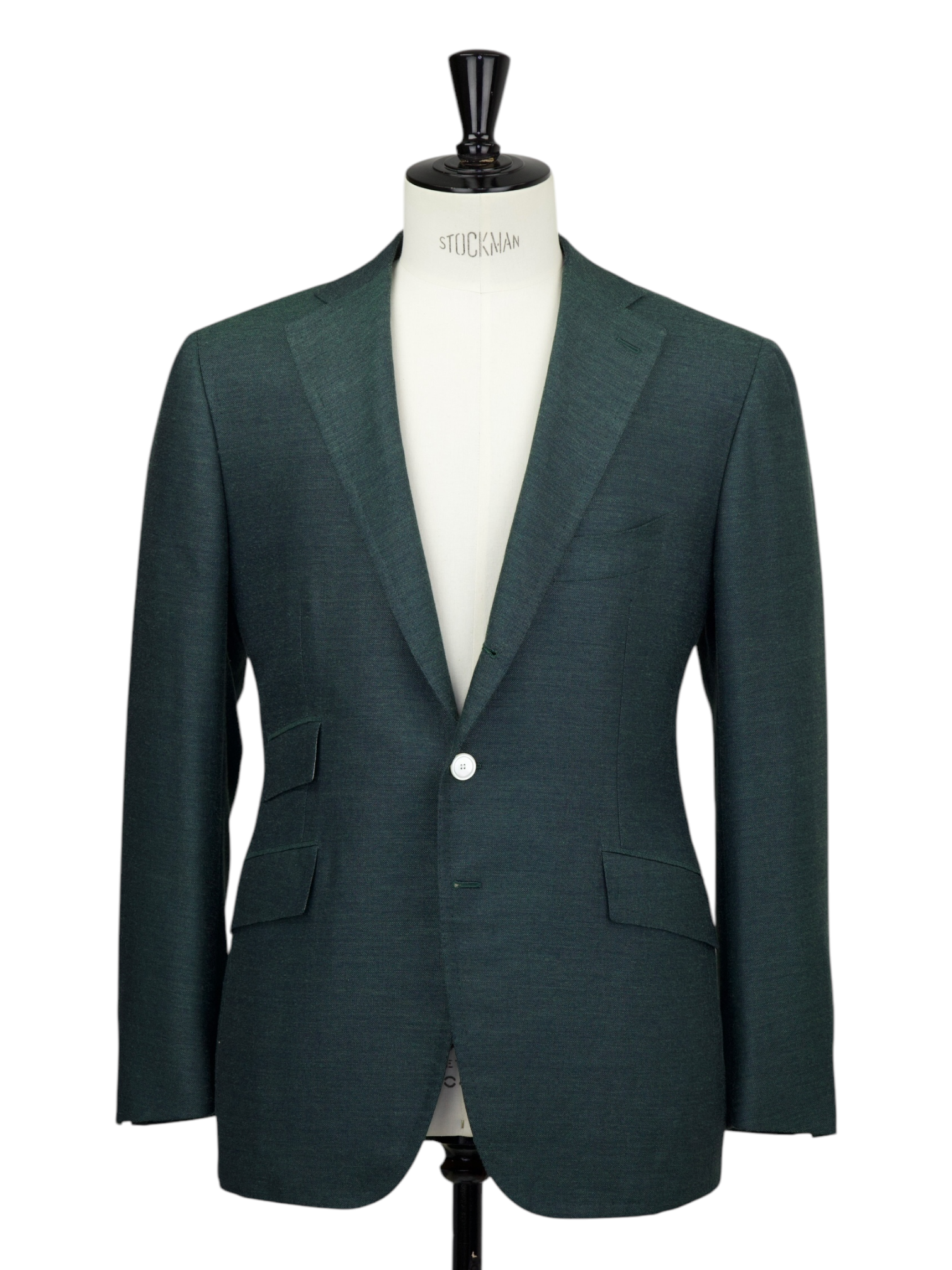 Cesare Attolini Bottle Green Wool, Silk & Linen Hopsack Jacket