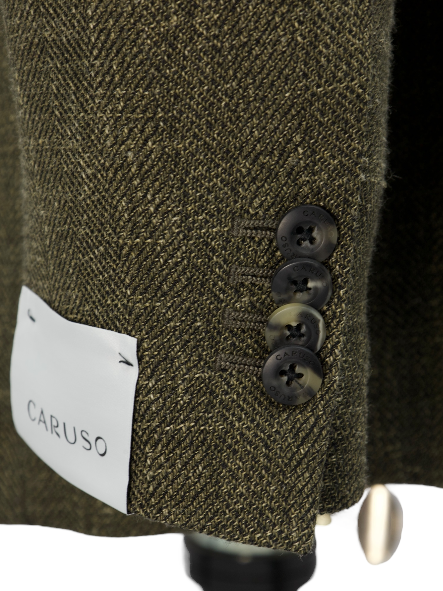 Caruso Olive Green Wool, Silk & Linen Micro-Structure Panarea Jacket