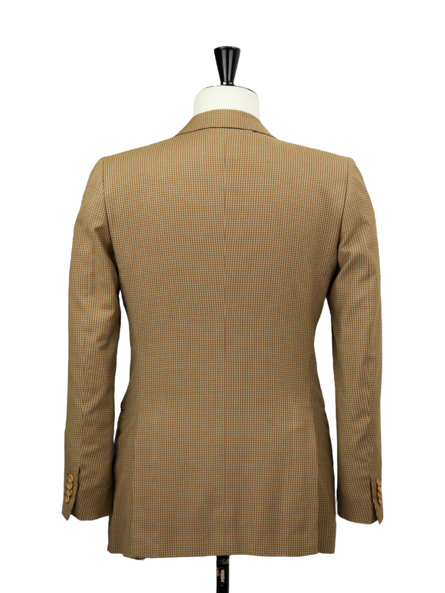 Kiton Vintage Light Brown Pure-Wool Gingham Check Jacket