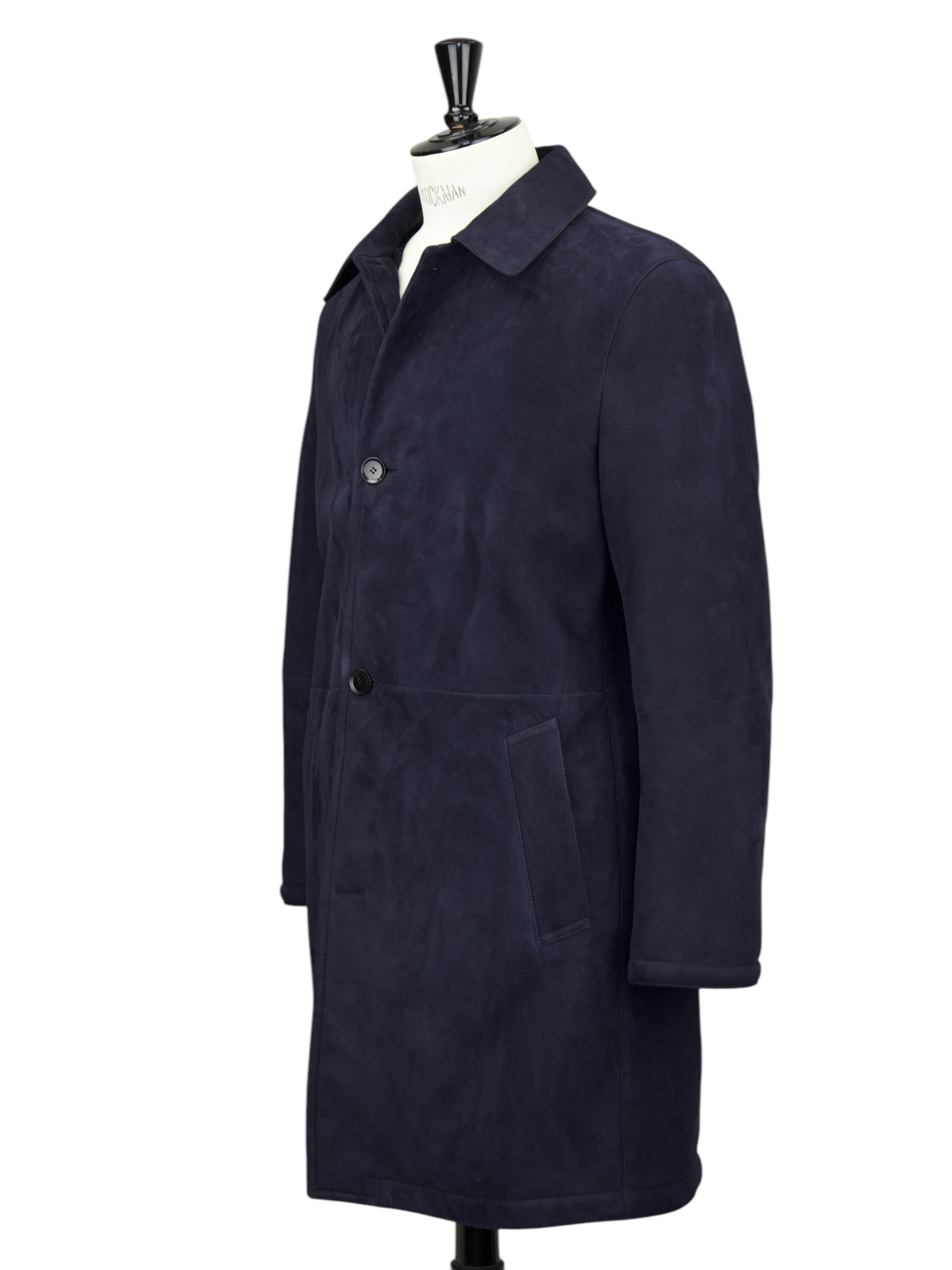 Brioni Dark Blue Lambskin Shearling Carcoat