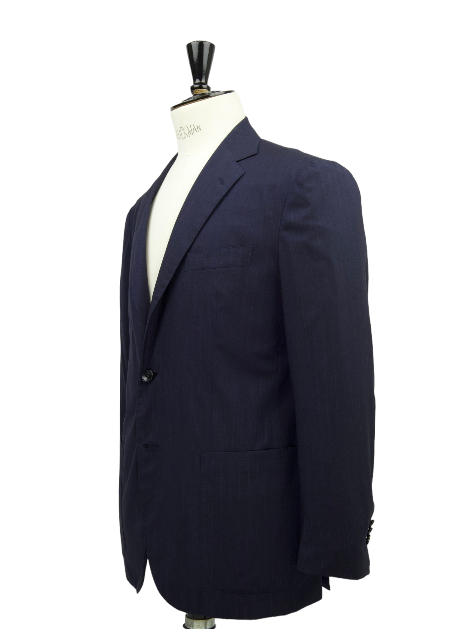 Kiton Navy 14-Micron Natural Stretch Pinstripe Suit