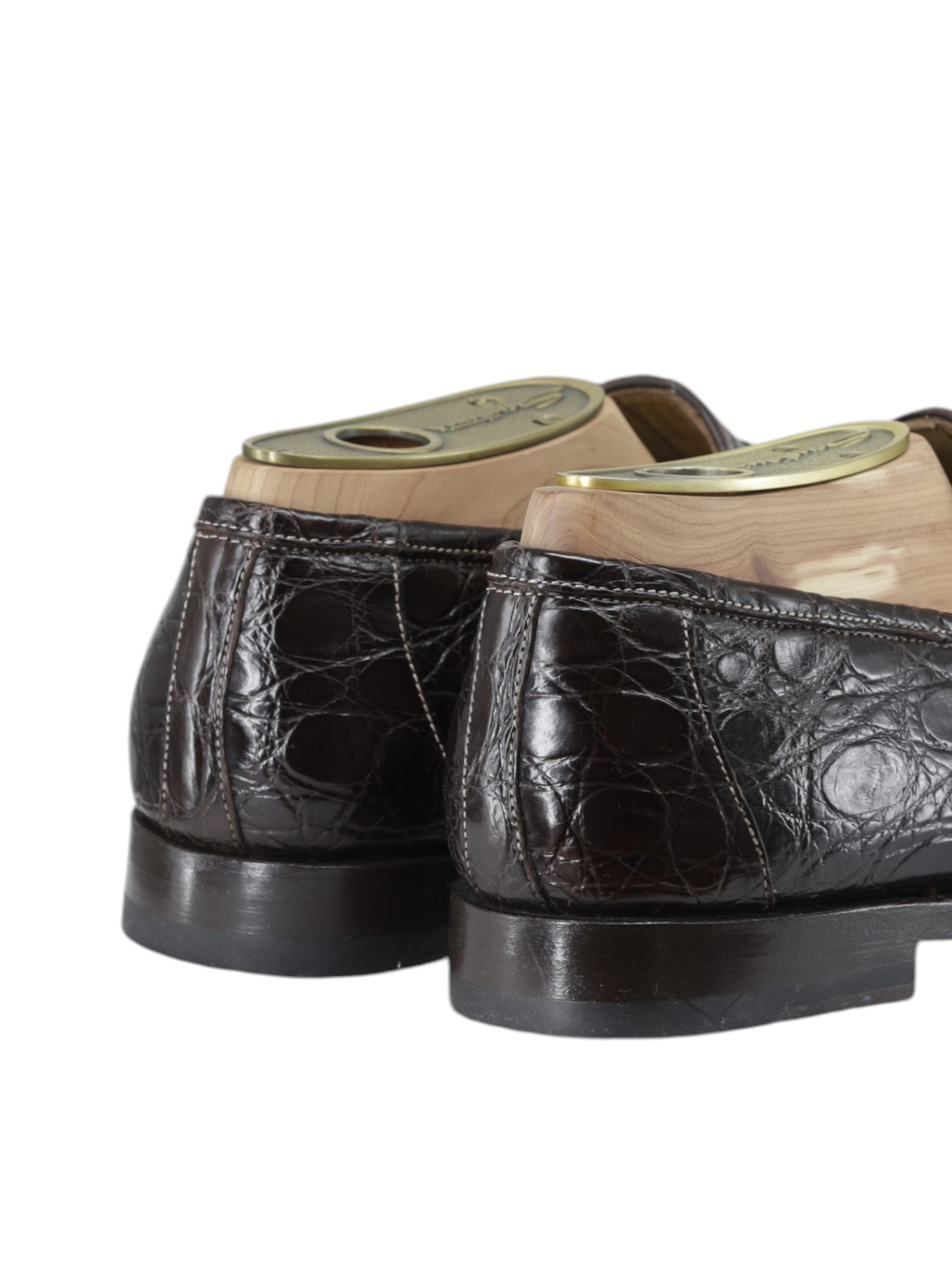 Santoni Dark Brown Venezuelan Caiman Crocodilus Penny Loafer + Belt