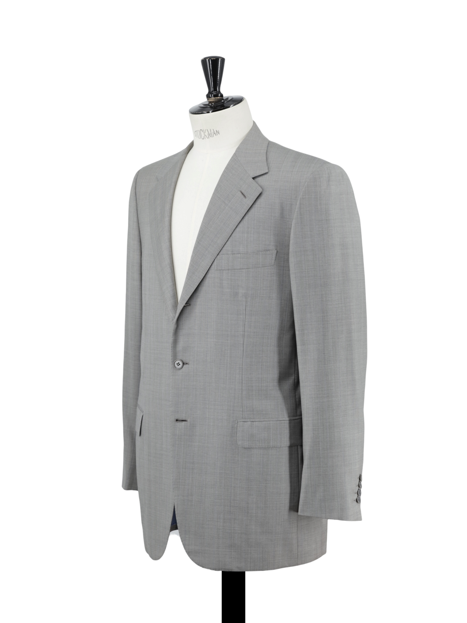 Brioni Light Grey & Light Blue Fine-Wool Pinstripe Lungo Suit