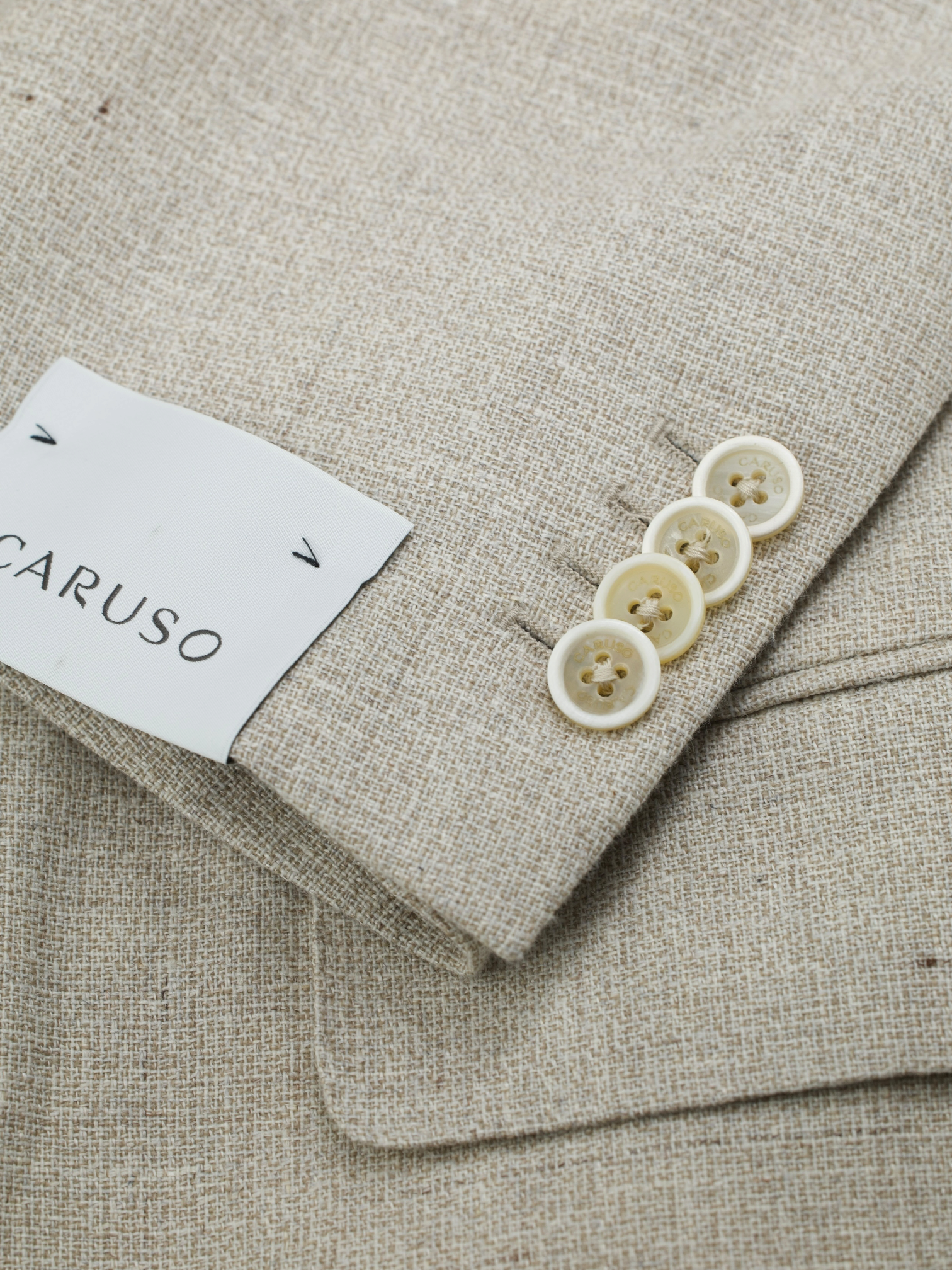 Caruso Sand Double-Breasted Cotton, Linen & Wool Figaro Jacket