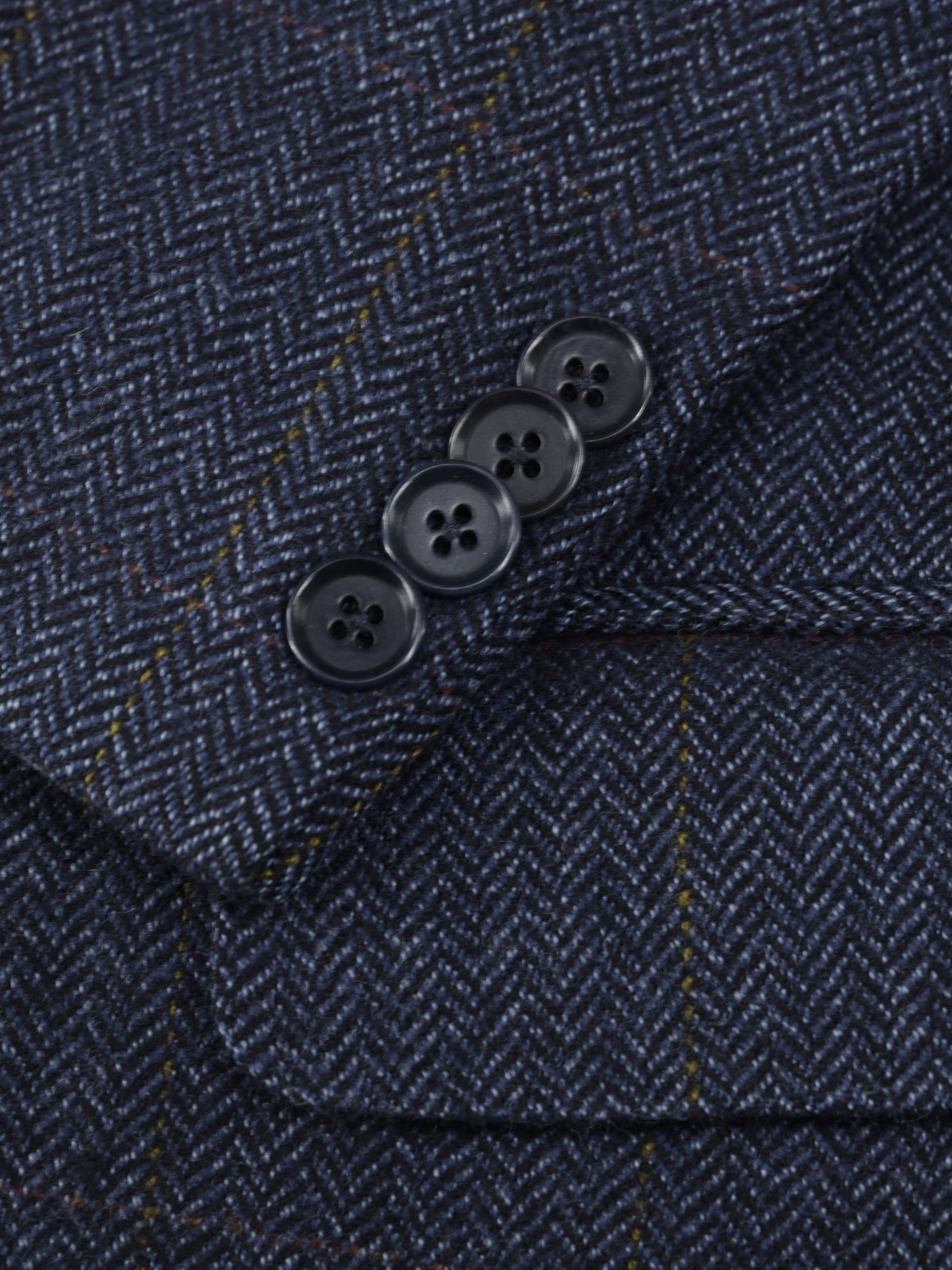 Isaia Vintage Dark Blue & Brown Wool & Cashmere Windowpane Jacket