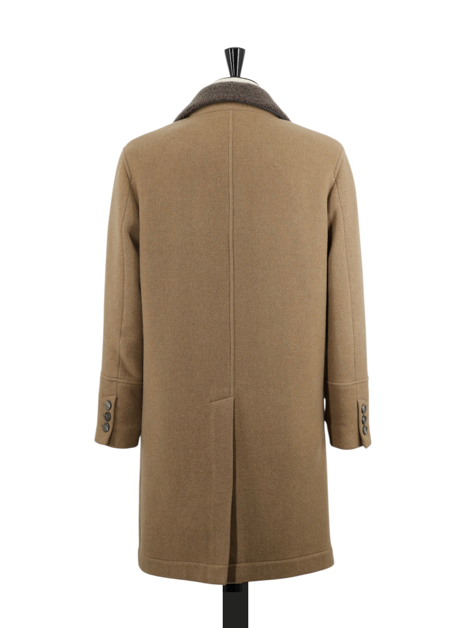 Brunello Cucinelli Brown Wool & Cashmere Teddy-Collar Overcoat