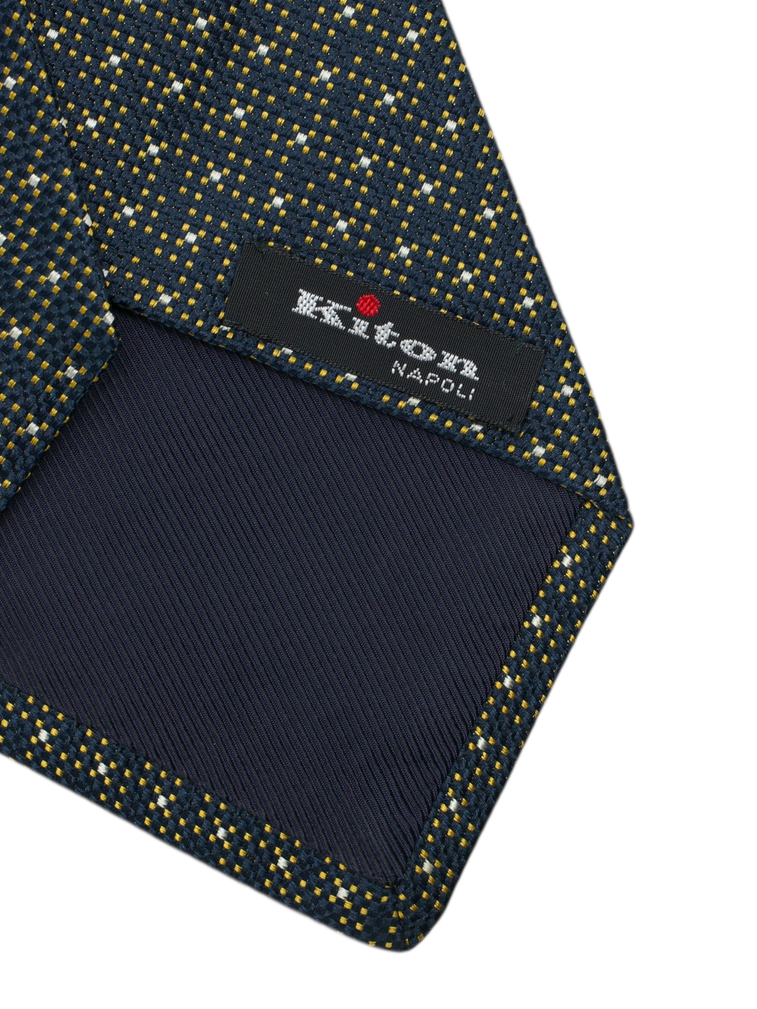 Kiton 5-Fold Navy & Gold Silk Starry Sky Pattern Tie