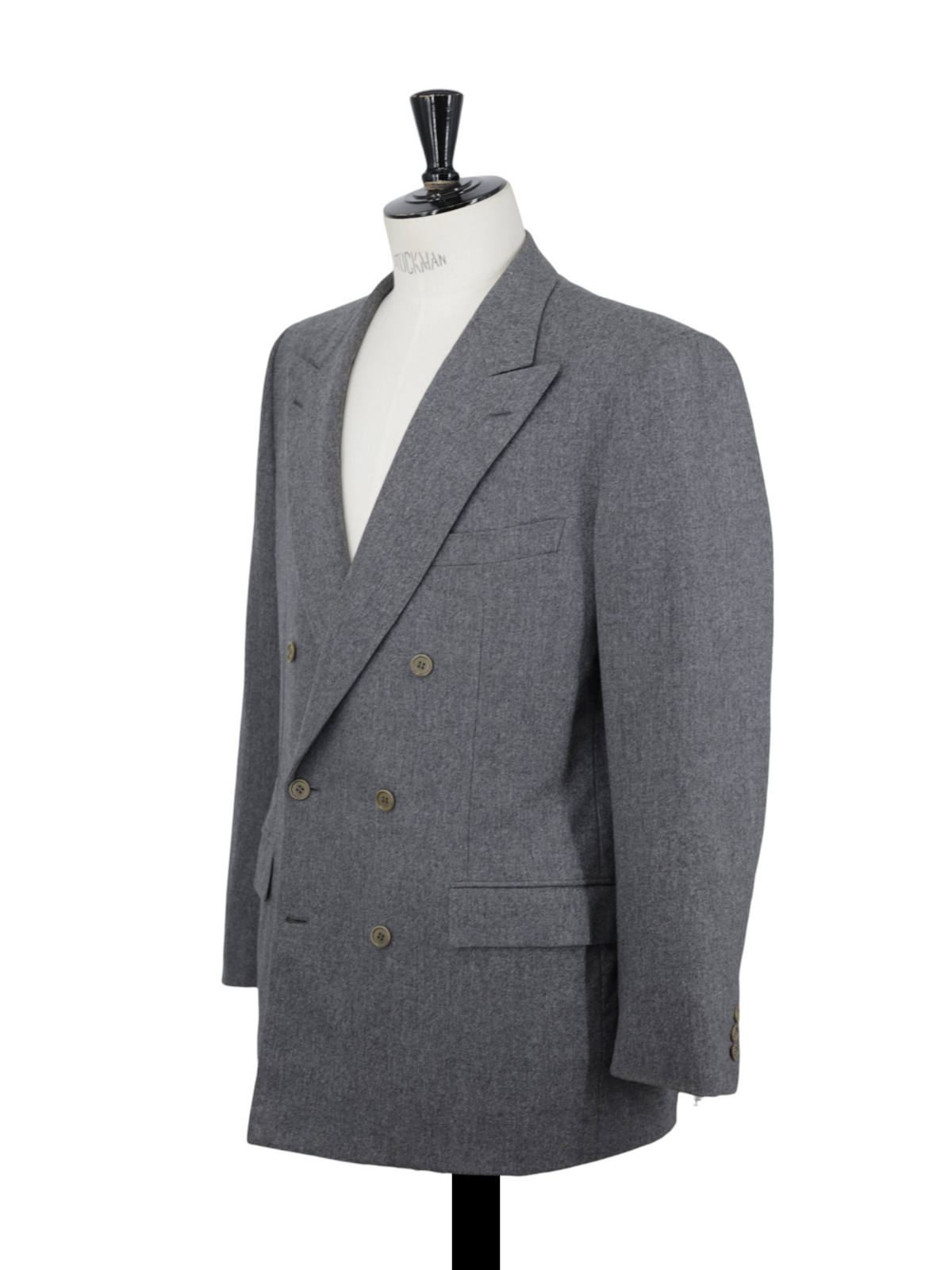 Brioni Grey Vintage Double-Breasted Wool-Flannel Roman-Style Jacket