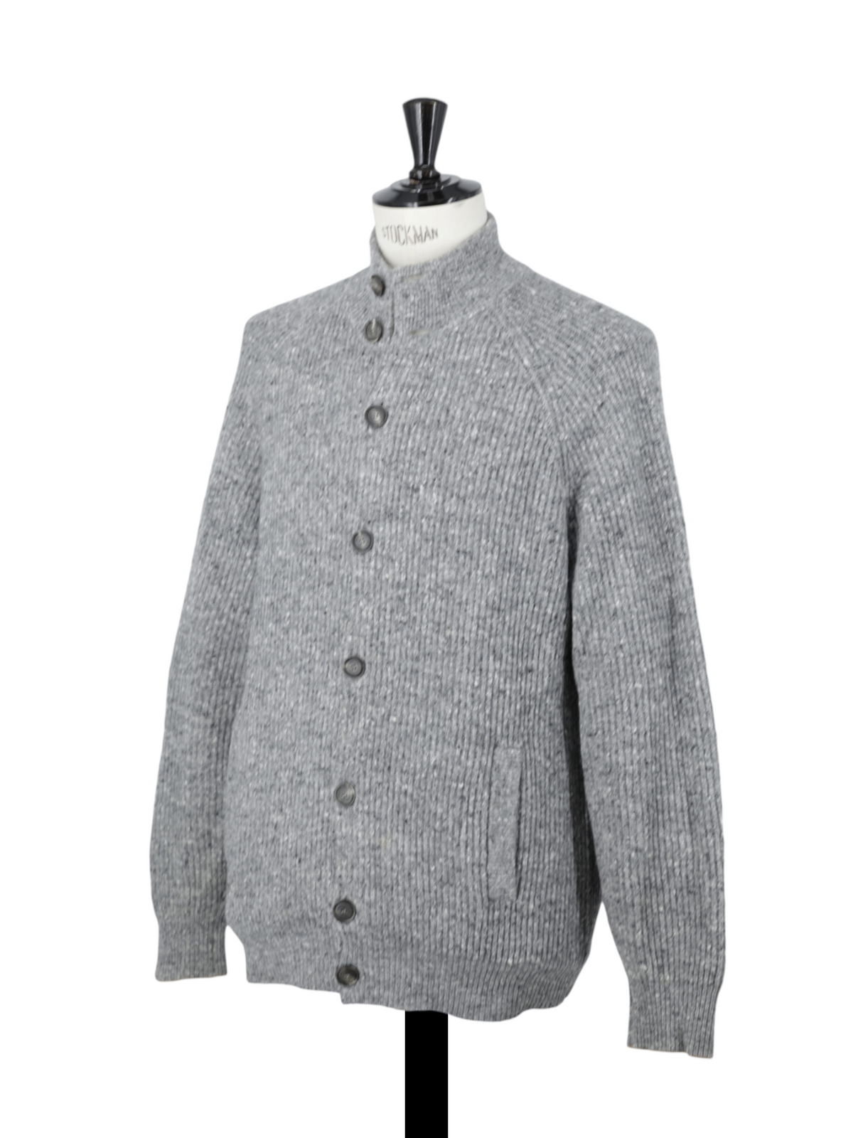 Brunello Cucinelli Grey Wool, Cashmere & Stretch Bouclé Cardigan