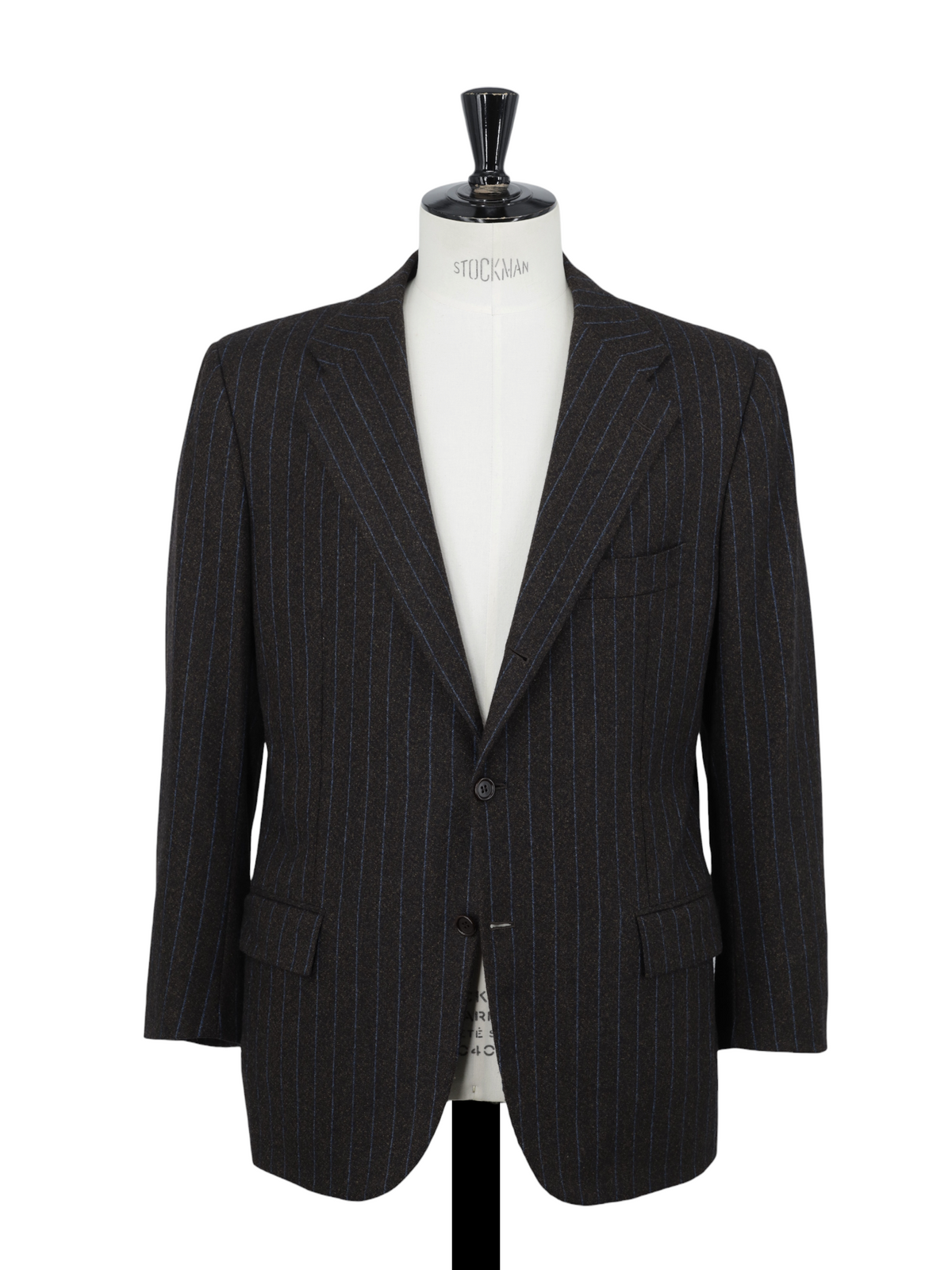 Kiton Dark Taupe & Azure Blue Brushed-Wool Pinstripe Suit
