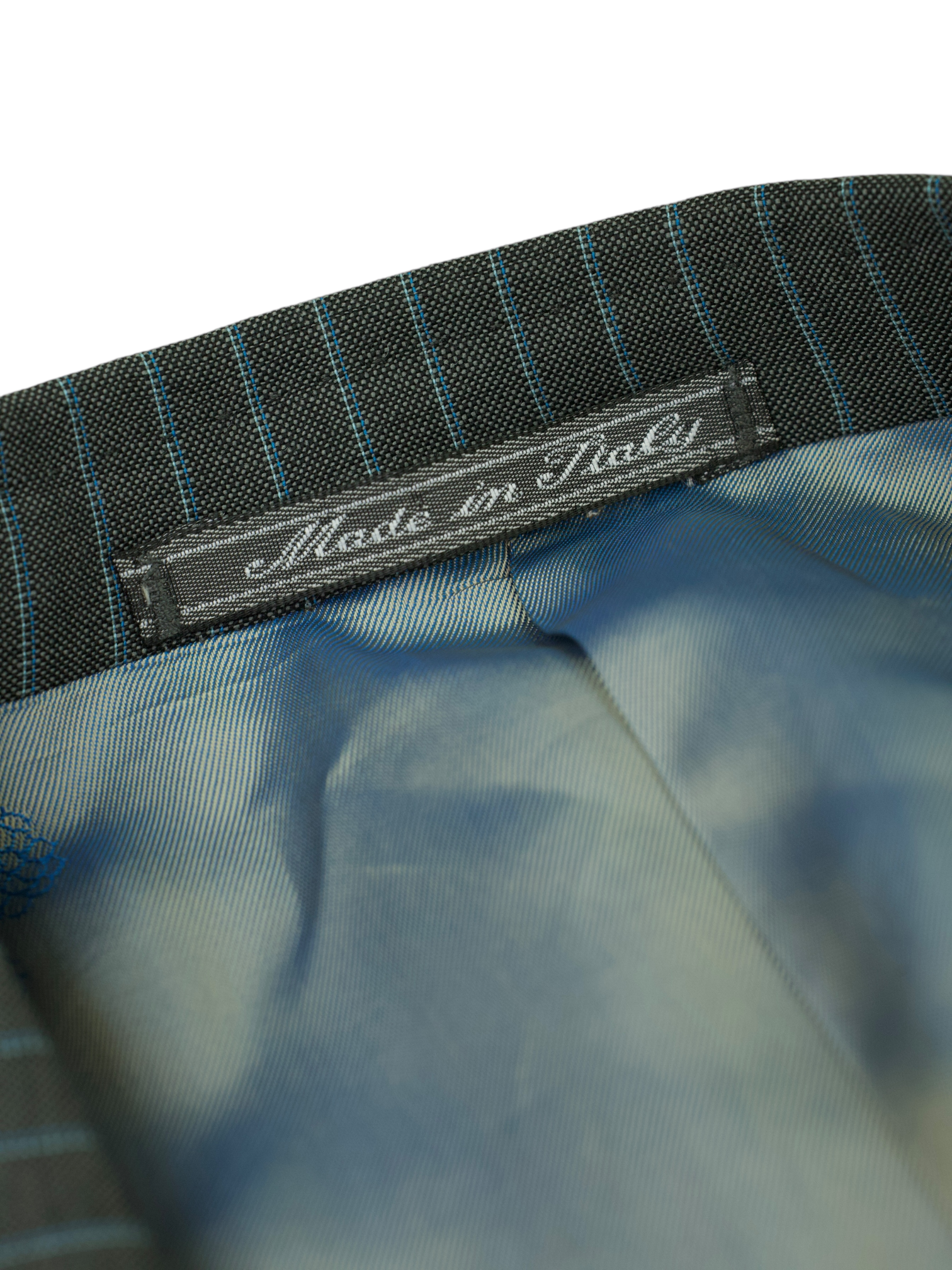 Corneliani Grey & Turquoise Wool & Mohair Pinstripe Suit