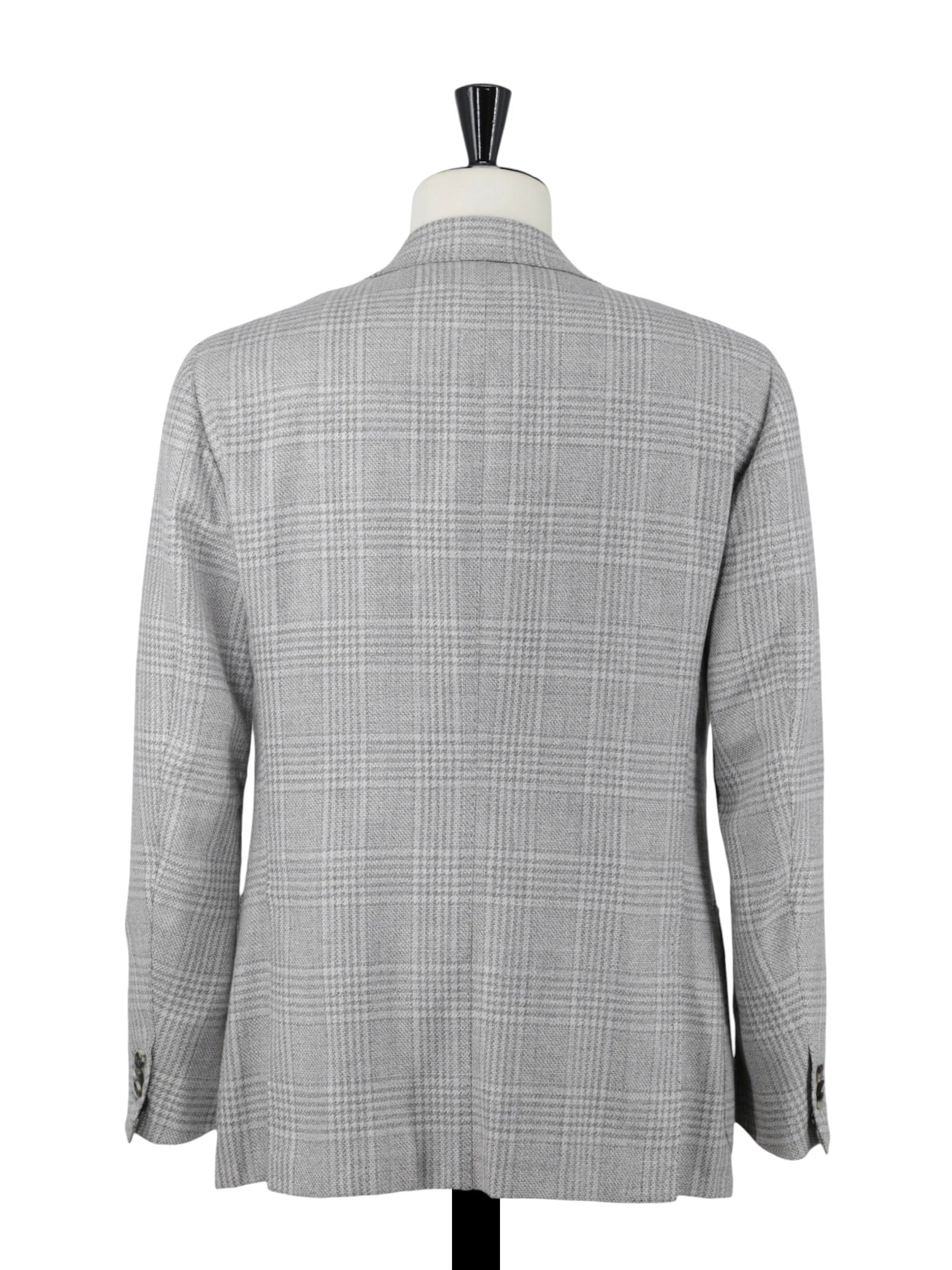 Cesare Attolini Taupe & Ice Blue Wool, Silk & Linen Glenplaid Jacket