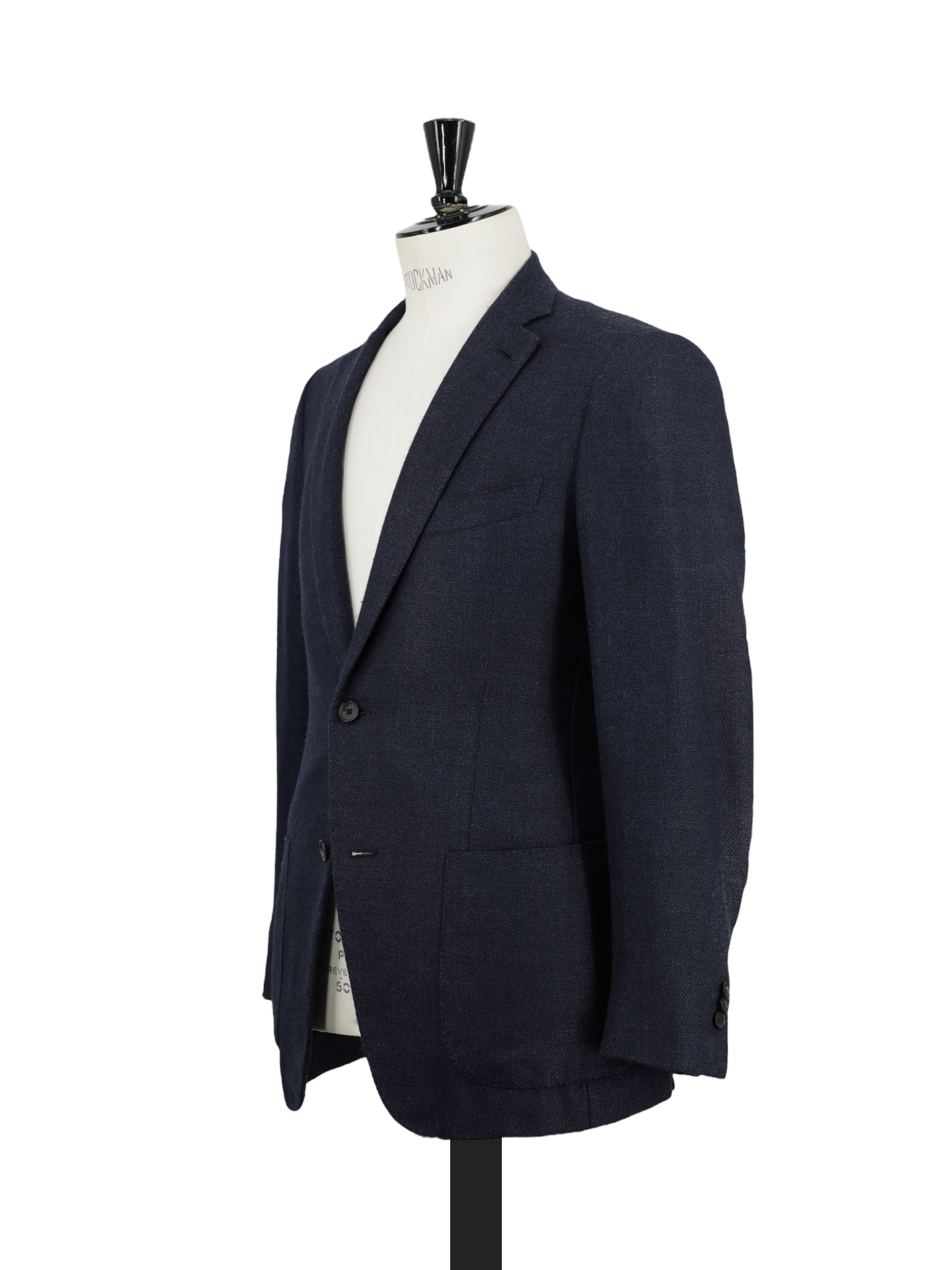 Isaia Blue Wool, Silk, Linen & Cashmere Micro-Structure Jacket