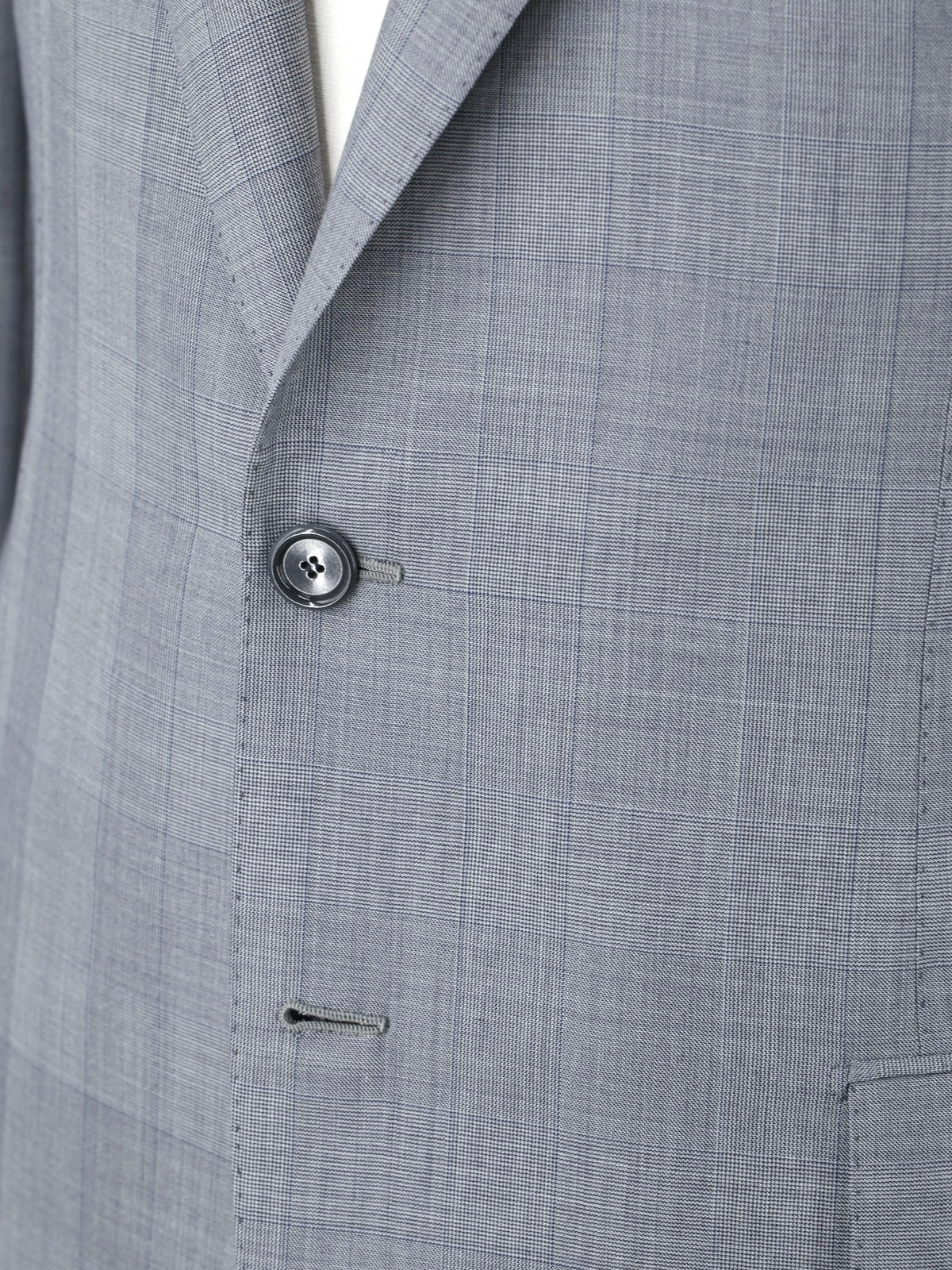 Cesare Attolini Light Grey & Steel Blue Super 150's & Silk Checkered Suit