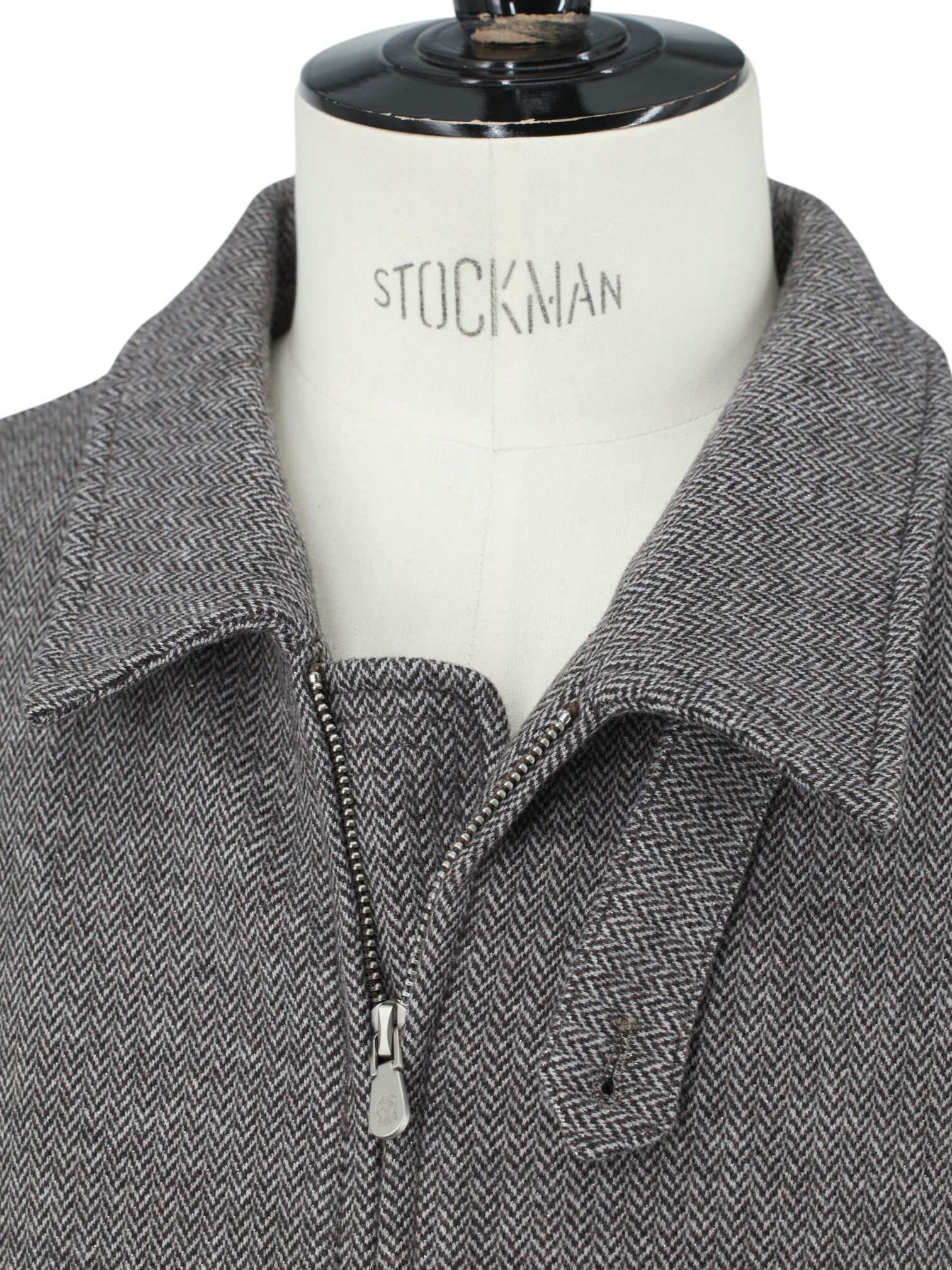 Brunello Cucinelli Light Brown Brushed-Cotton Herringbone Harrington-Jacket