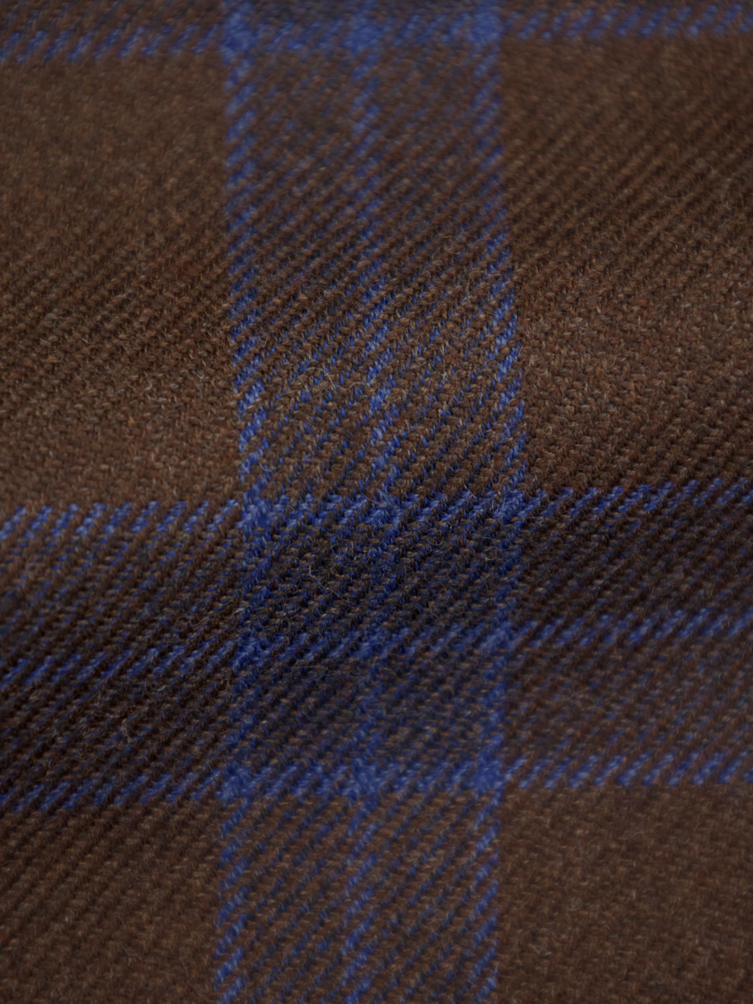 Kiton Chocolate Brown & Royal Blue Wool-Flannel Windowpane "Lasa" Jacket