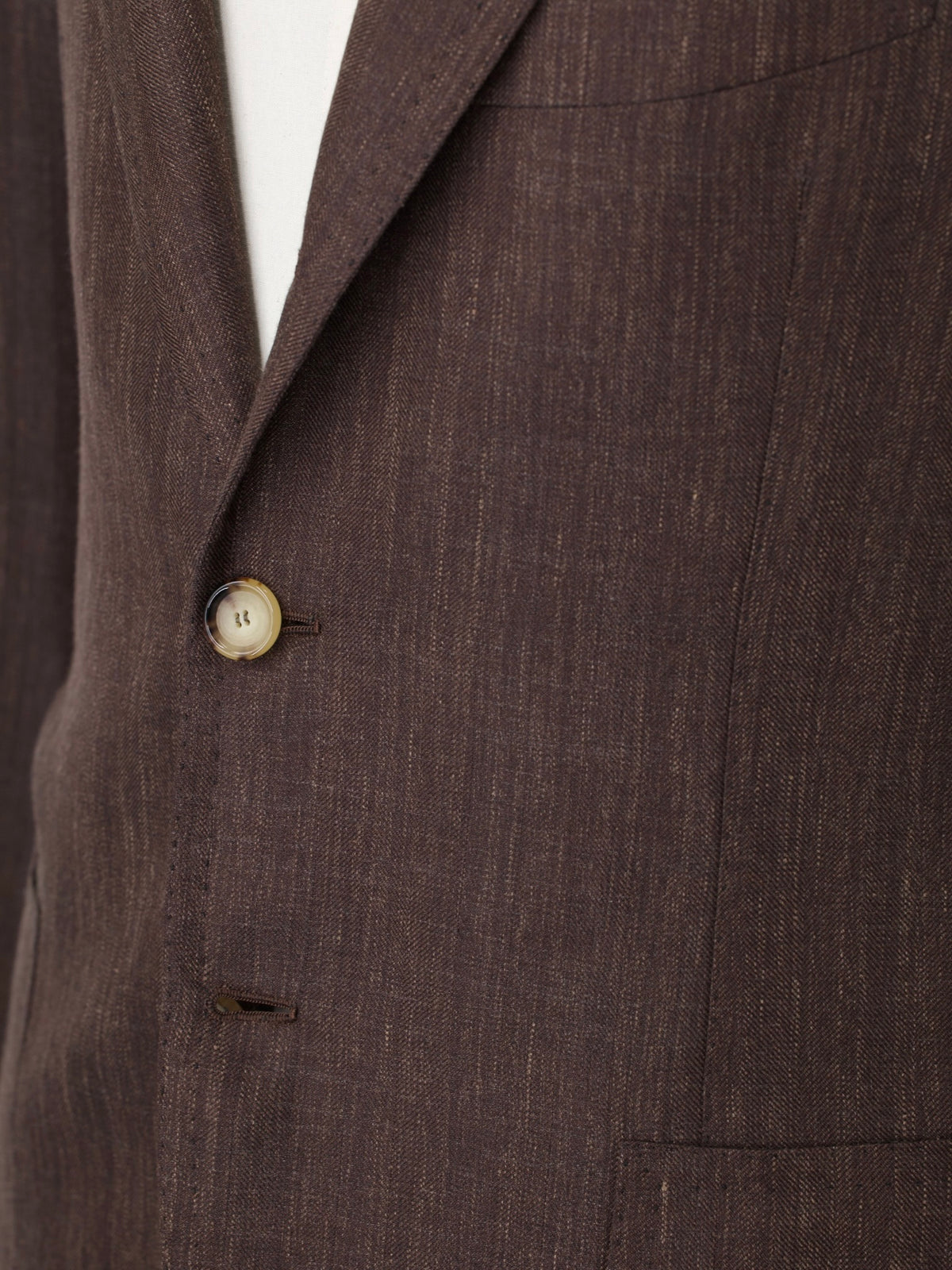 Cesare Attolini Castagne Brown Wool, Silk & Linen Melange Jacket
