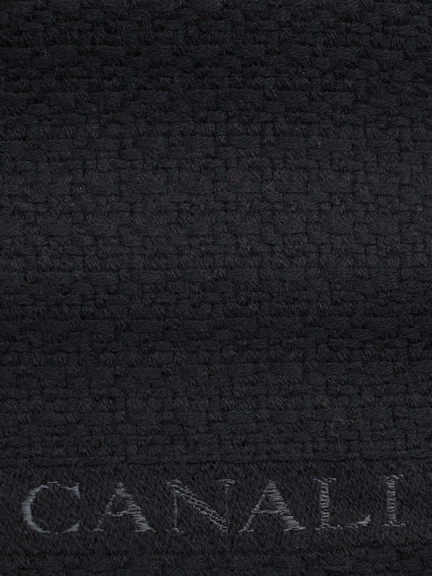Canali Black Pure Wool Jacquard Weave Scarf