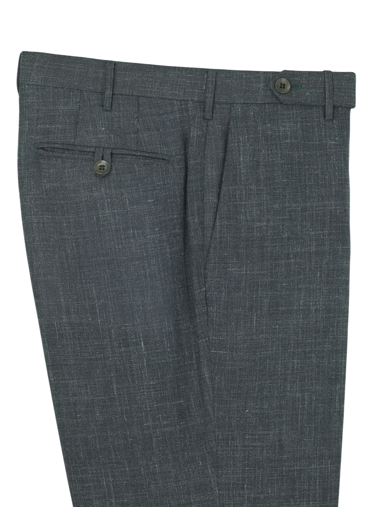 Rota Dark Sage-Green Wool, Silk & Linen Mélange Summer Trousers