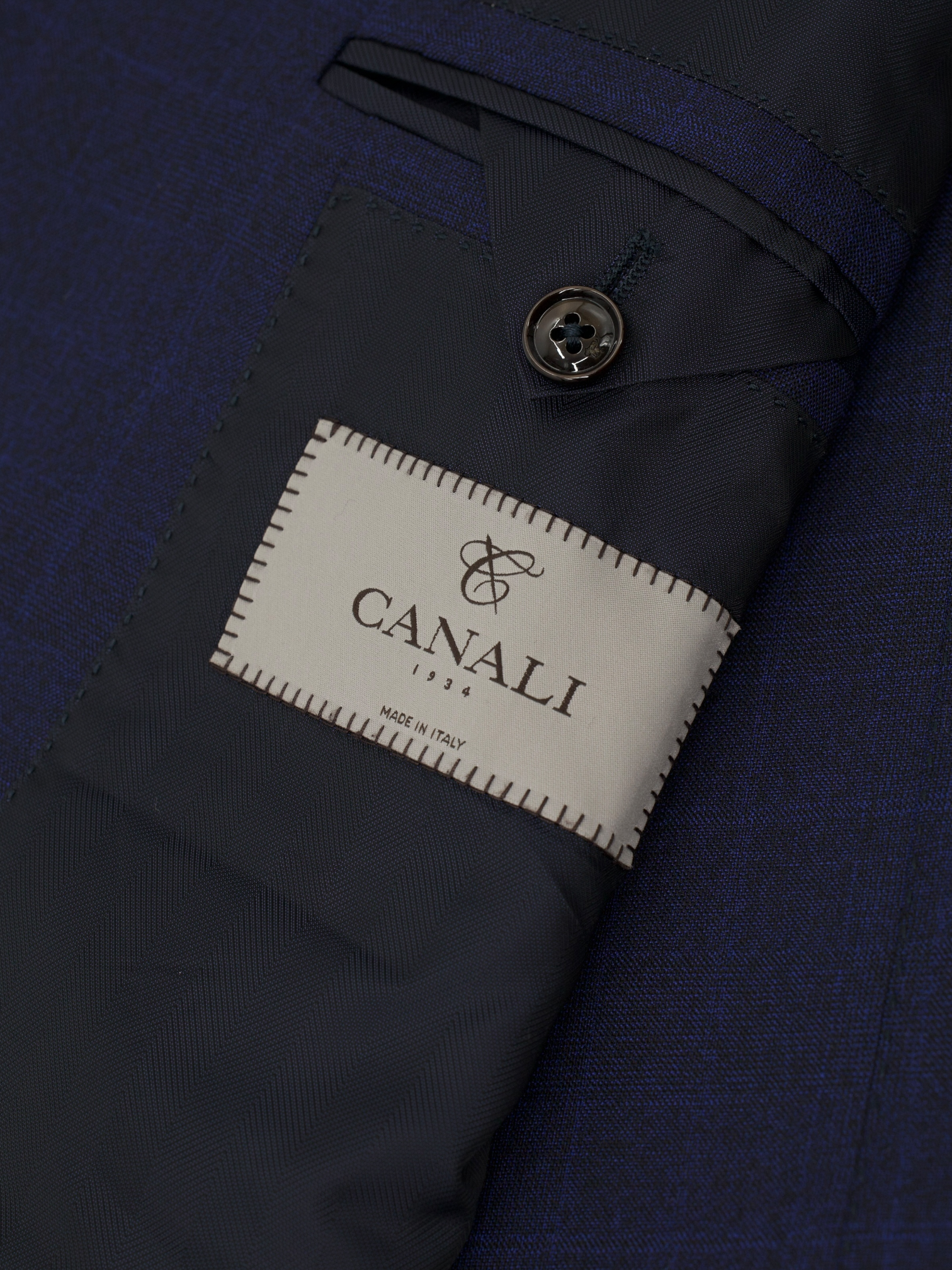 Canali Navy & Royal Blue Super 160's Shadow-Check Suit