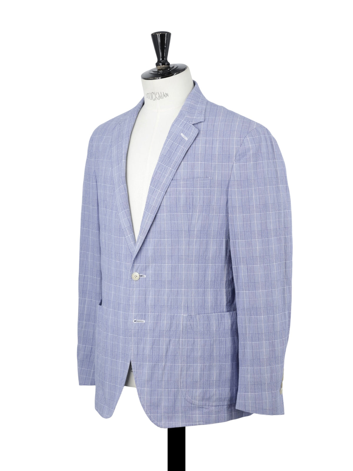 Ralph Lauren Light Blue Seerucker-Inspired Cotton-Stretch Checkered Jacket