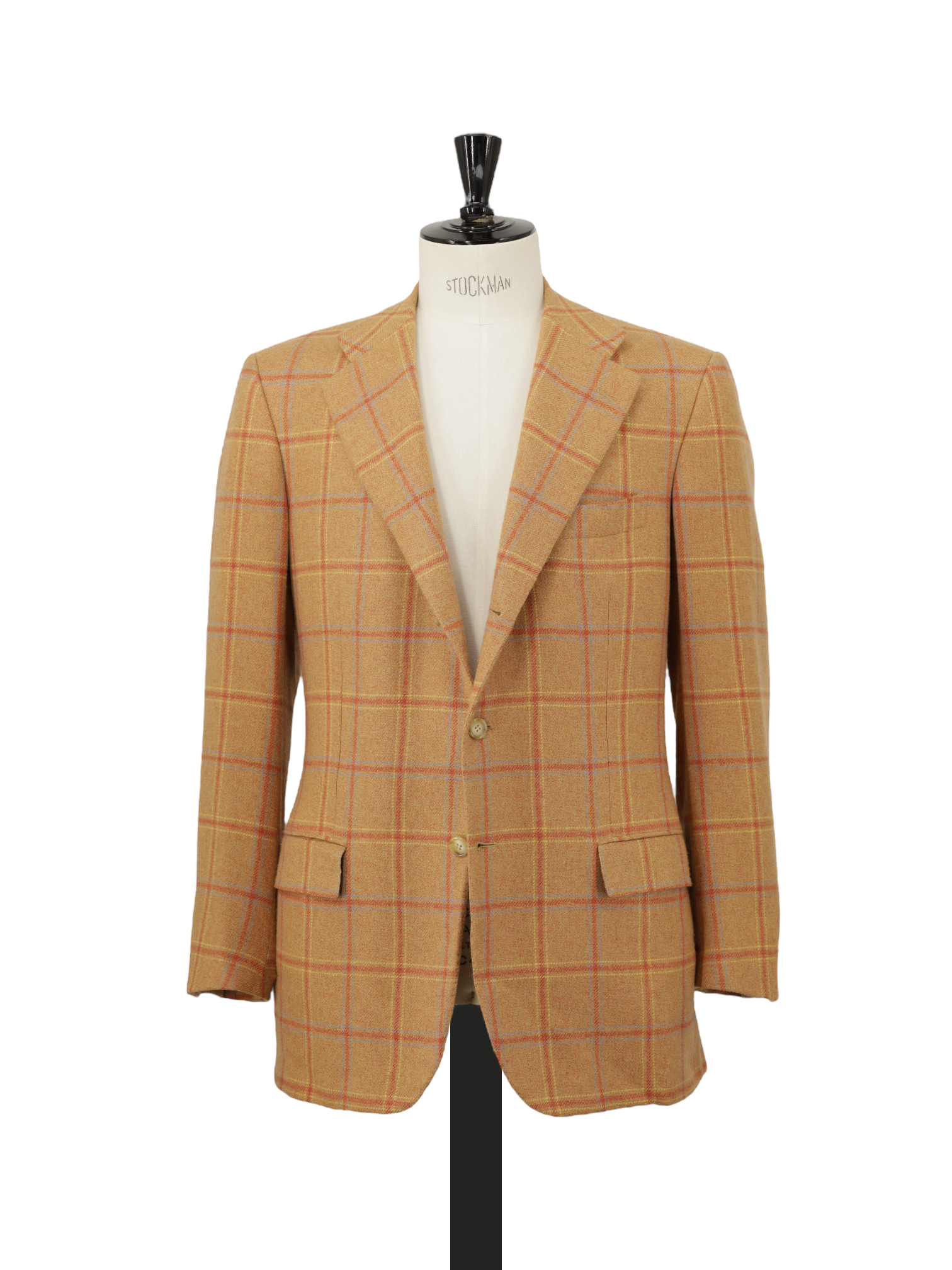 Kiton Sunset Orange & Coral Red Pure Cashmere Windowpane Jacket