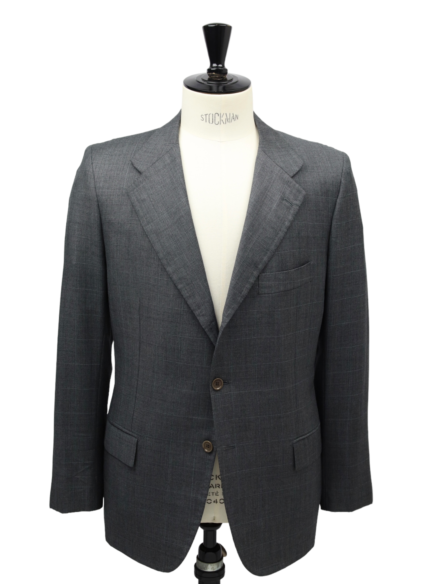 Kiton Vintage Grey Windowpane Wool & Mohair Suit
