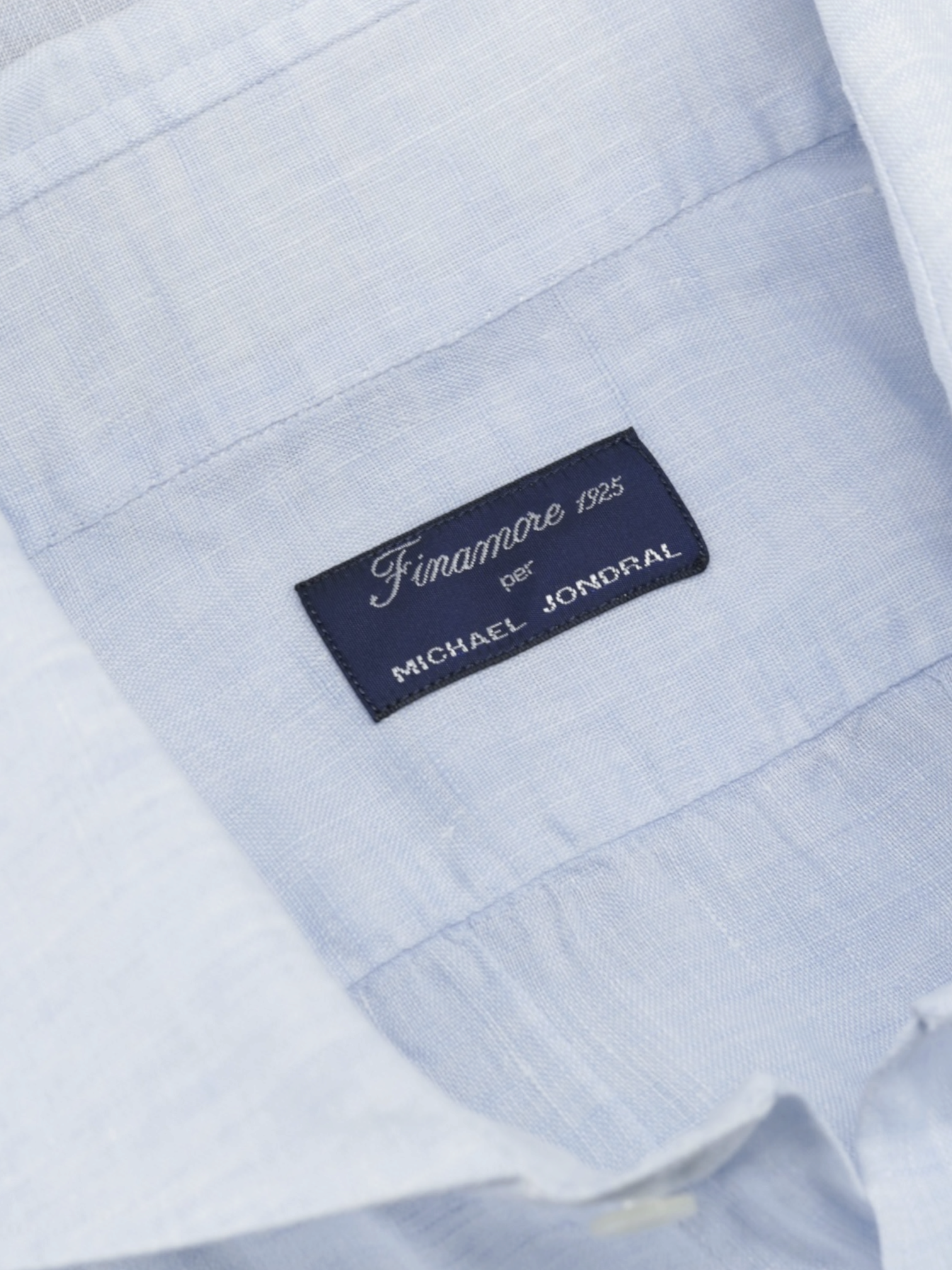Finamore Ice-Blue Pure Linen Eduardo Summer Shirt