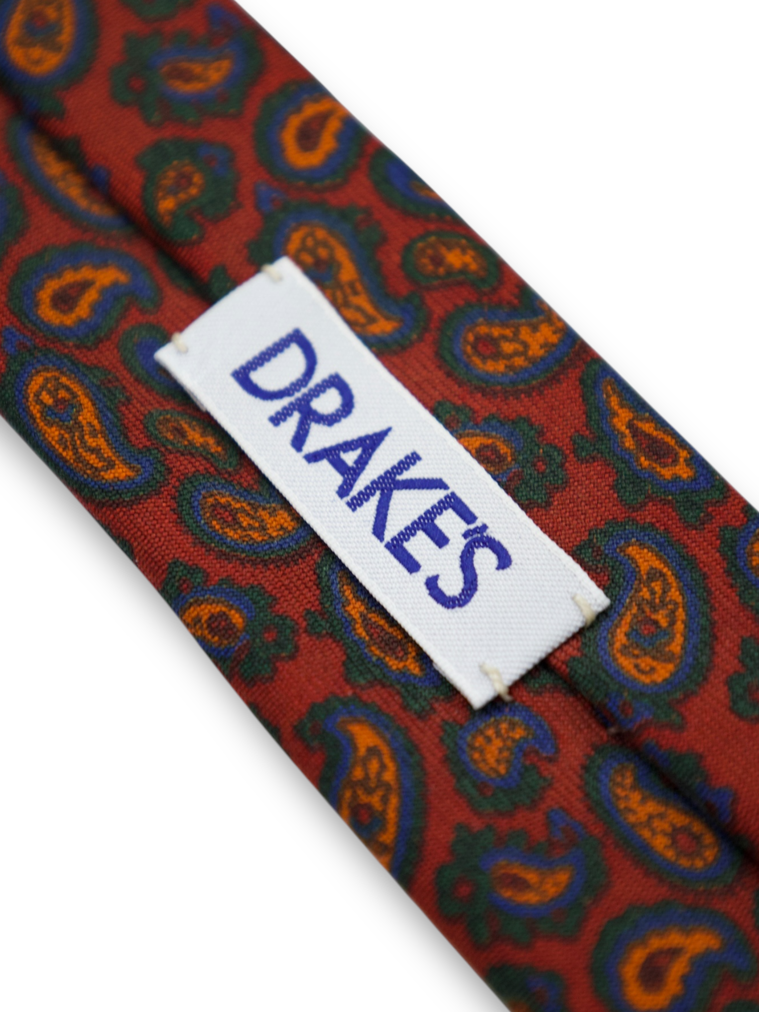 Drake's Vintage Red Paisley Printed-Silk Tie