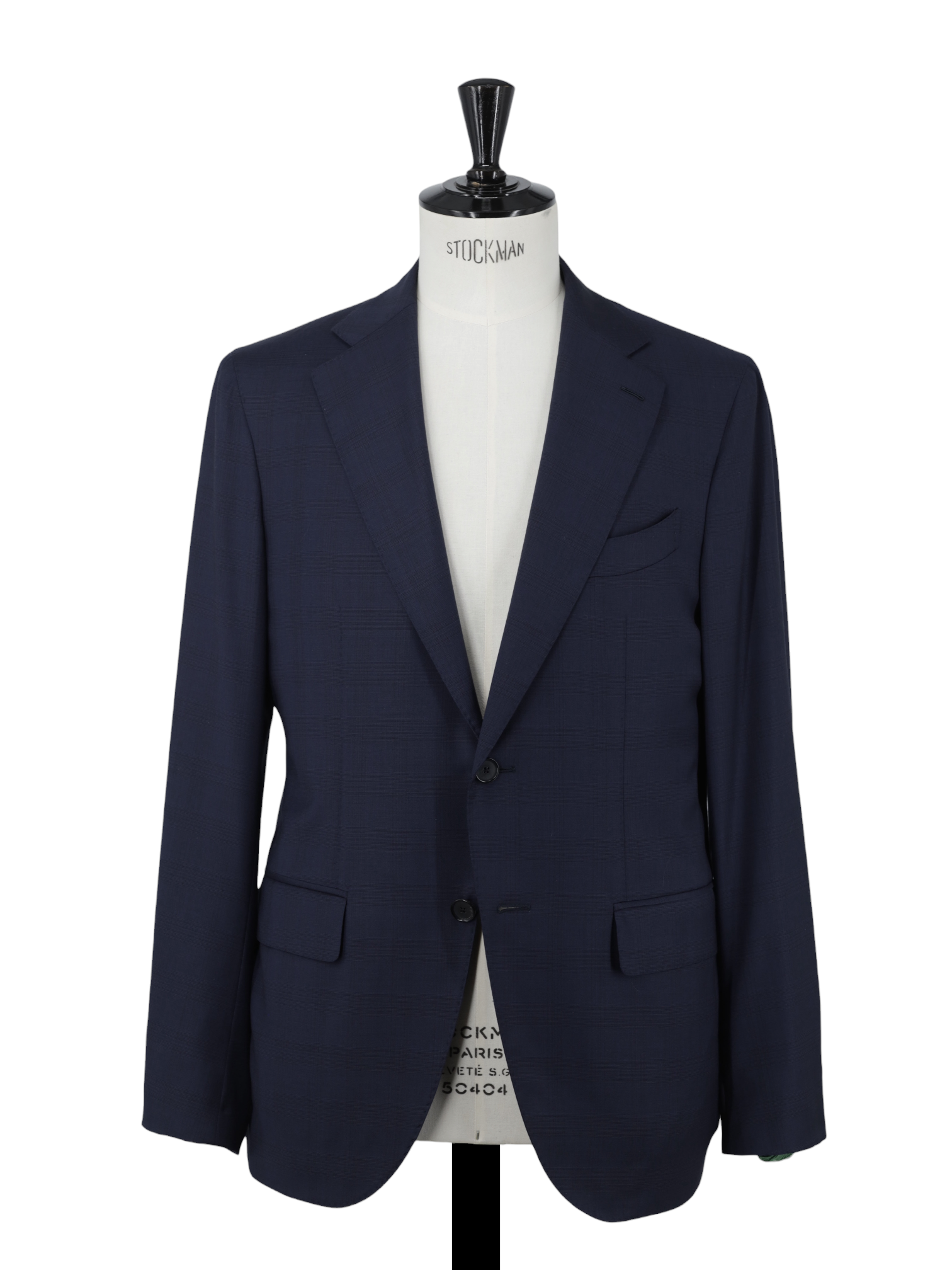 Caruso Dark Blue Fine-Wool Checkered Aida Suit