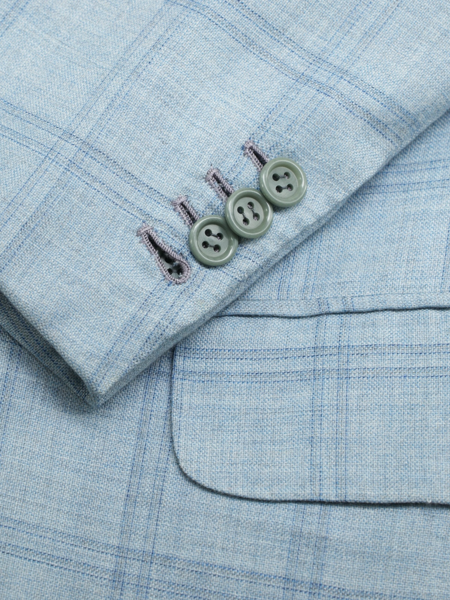 Kiton Ice-Blue Pure Cashmere Windowpane Jacket