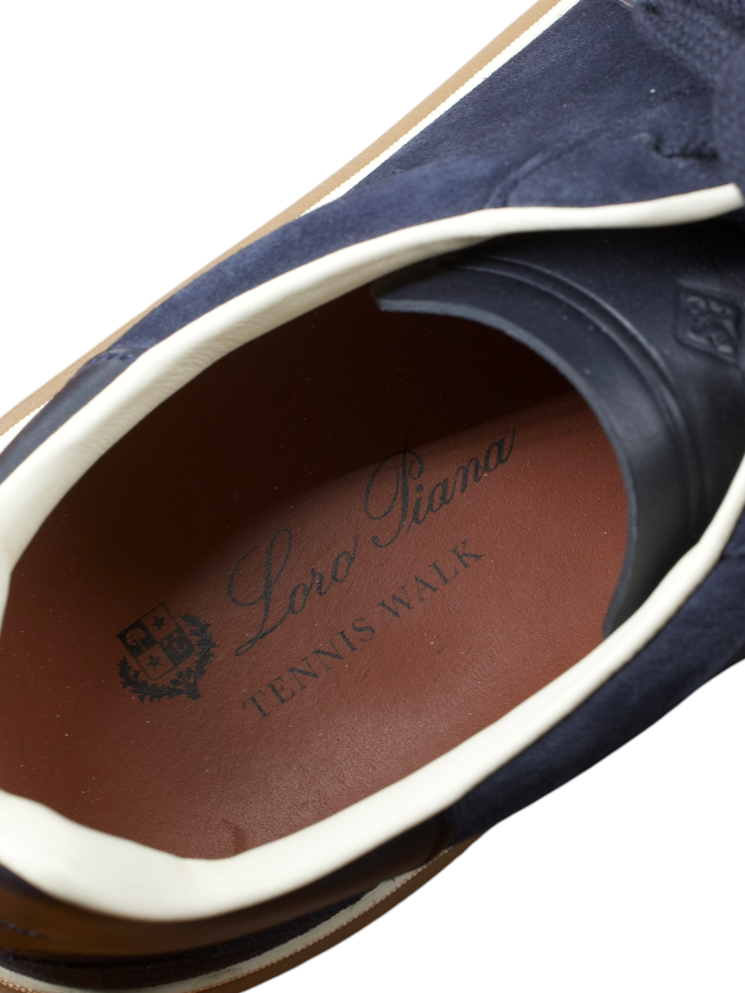 Loro Piana Navy Suede Calf-Split Tennis Walk Sneakers