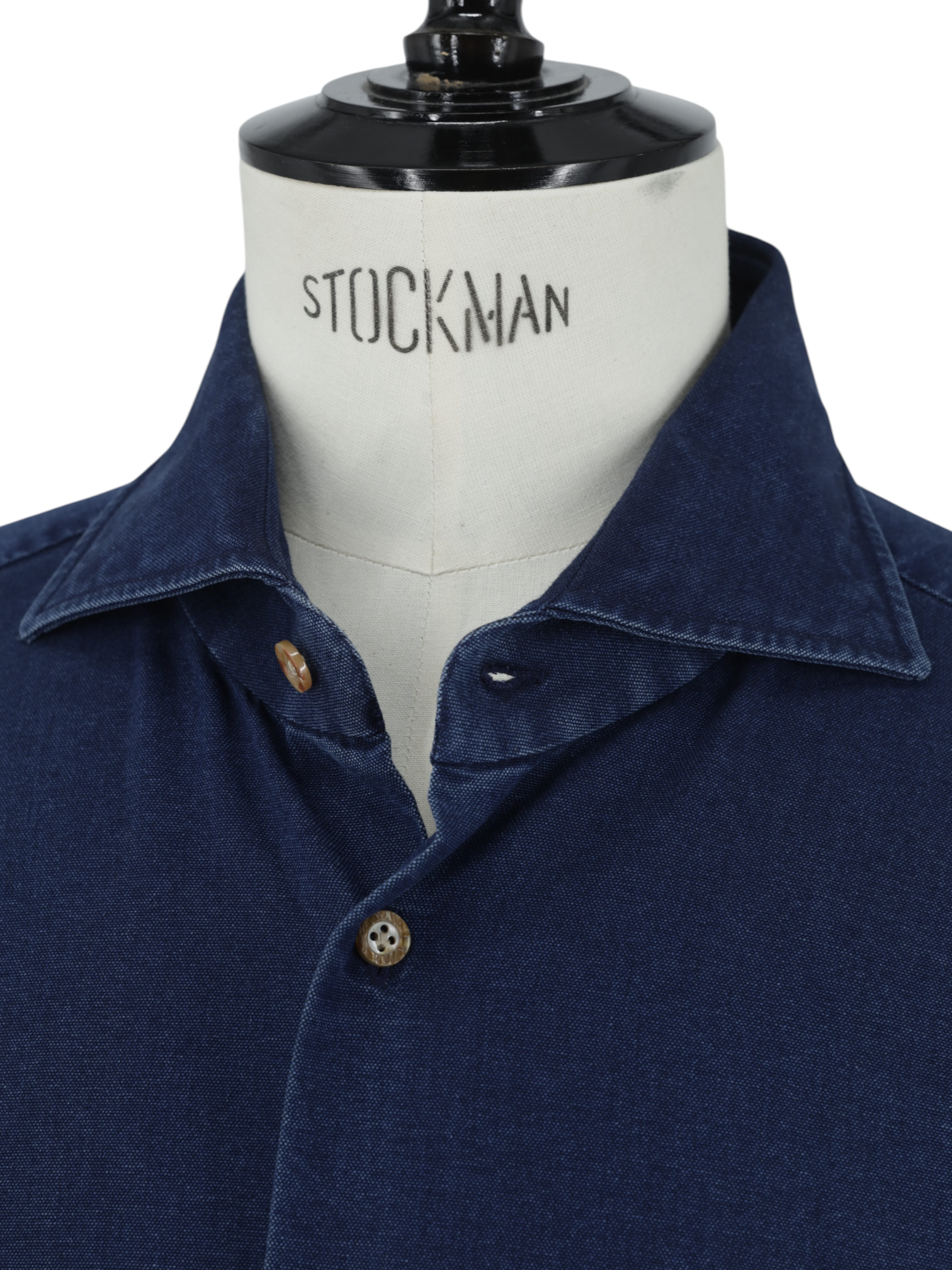 Avino Indigo Blue Pure Cotton-Denim Pinpoint Shirt