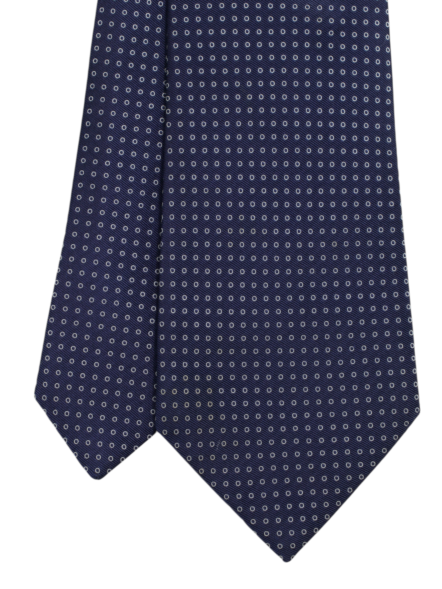 Luigi Borrelli 5-Fold Navy Silk Circle Pattern Tie