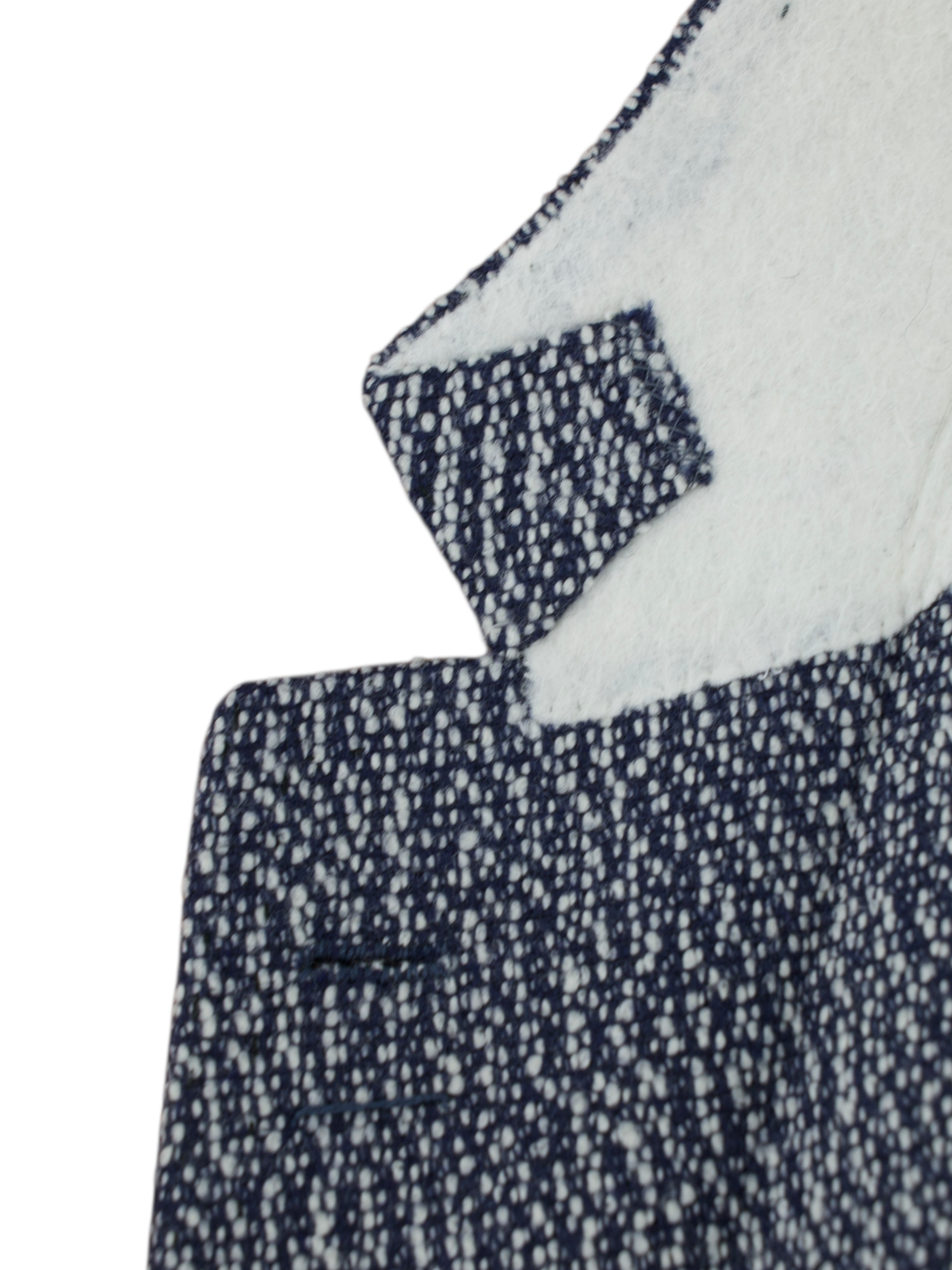 Cesare Attolini Dark Blue & White Wool-Stretch Bouclé Jacket
