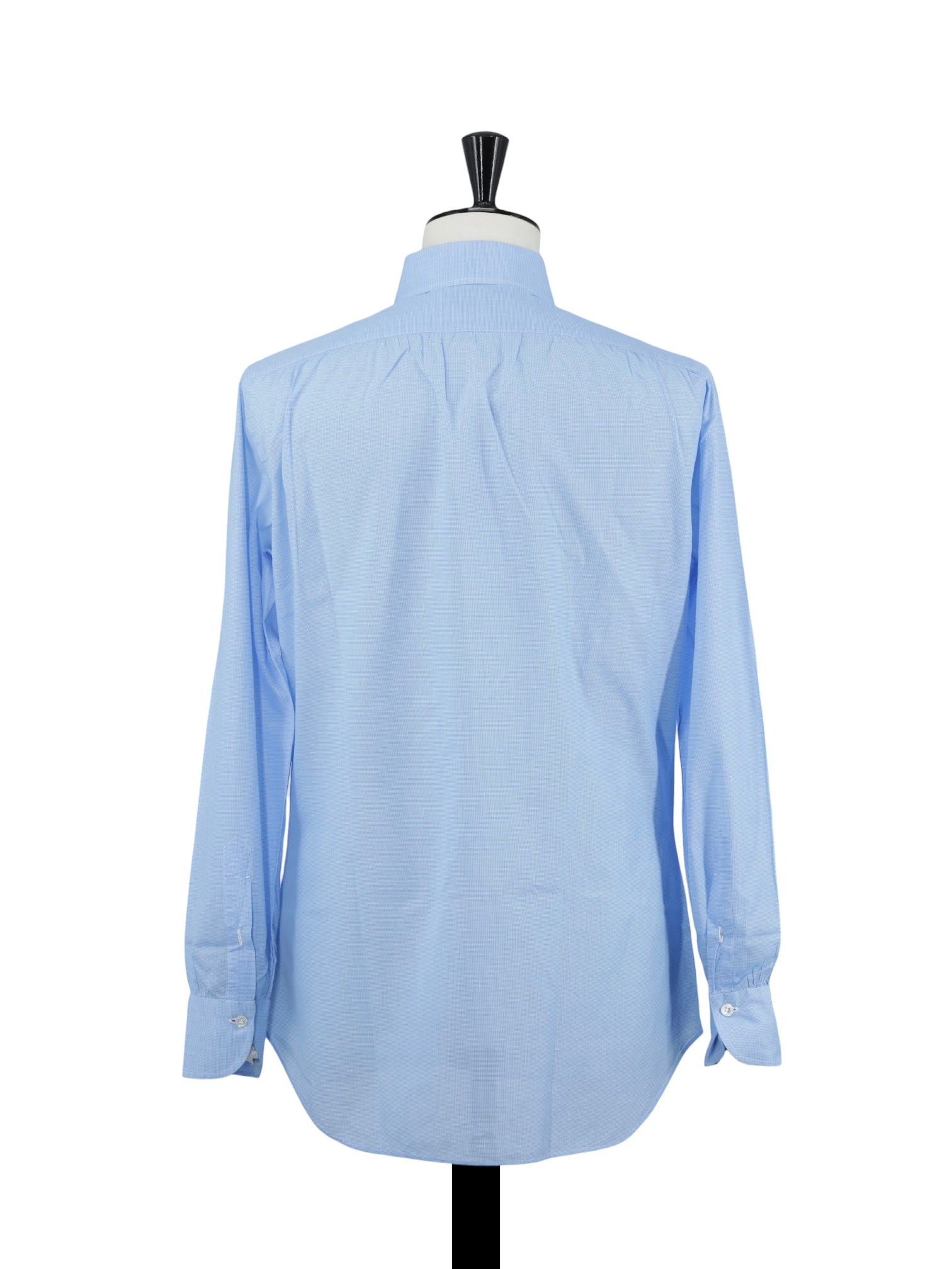 Finamore Azure Blue Carlo-Riva Cotton Micro-Pattern Shirt
