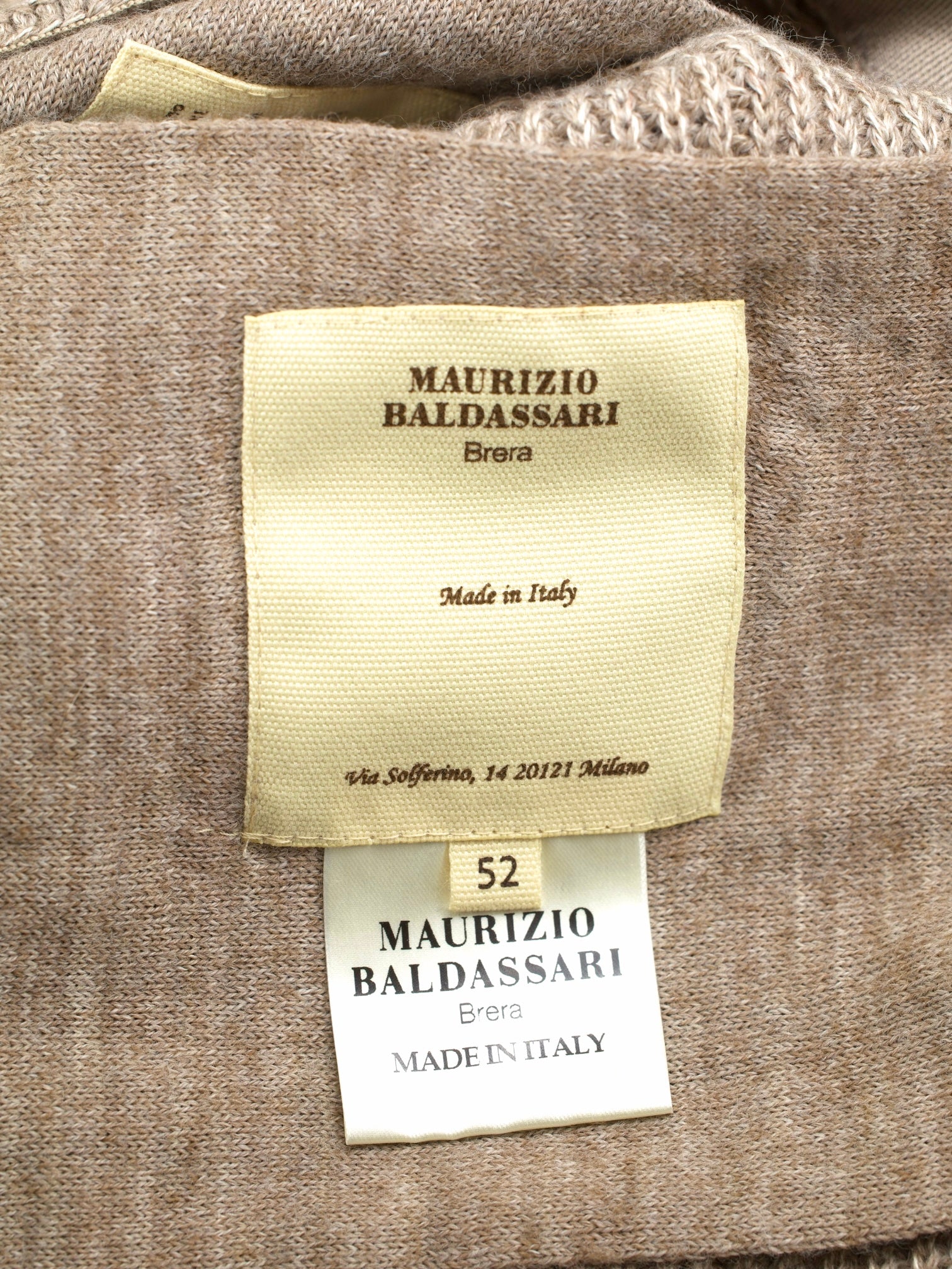 Maurizio Baldassari Taupe Acrylic, Linen, Wool & Cashmere Stripe-Pattern Cardigan
