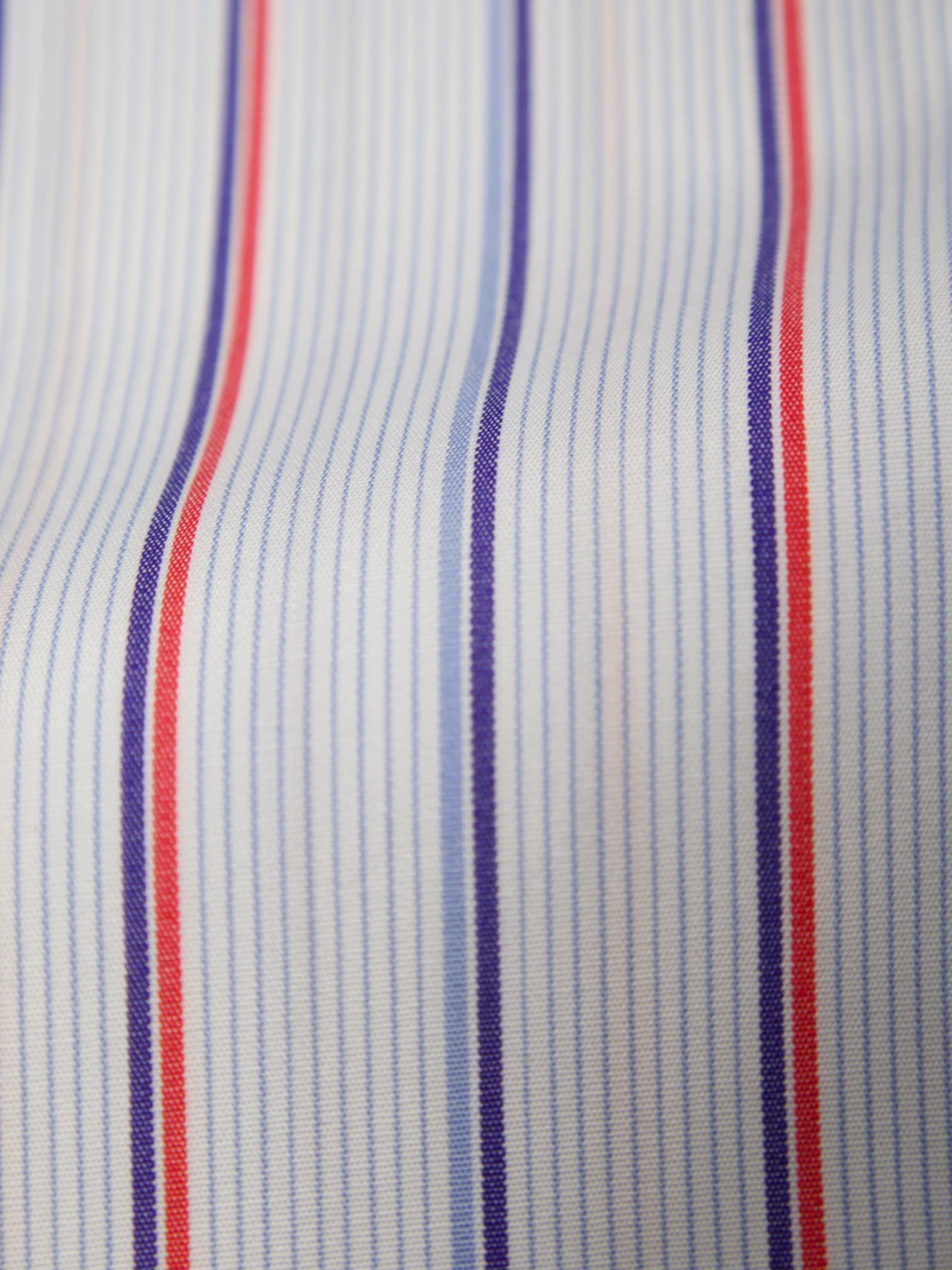 Turnbull & Asser Blue & Red Contrast Collar Striped Shirt