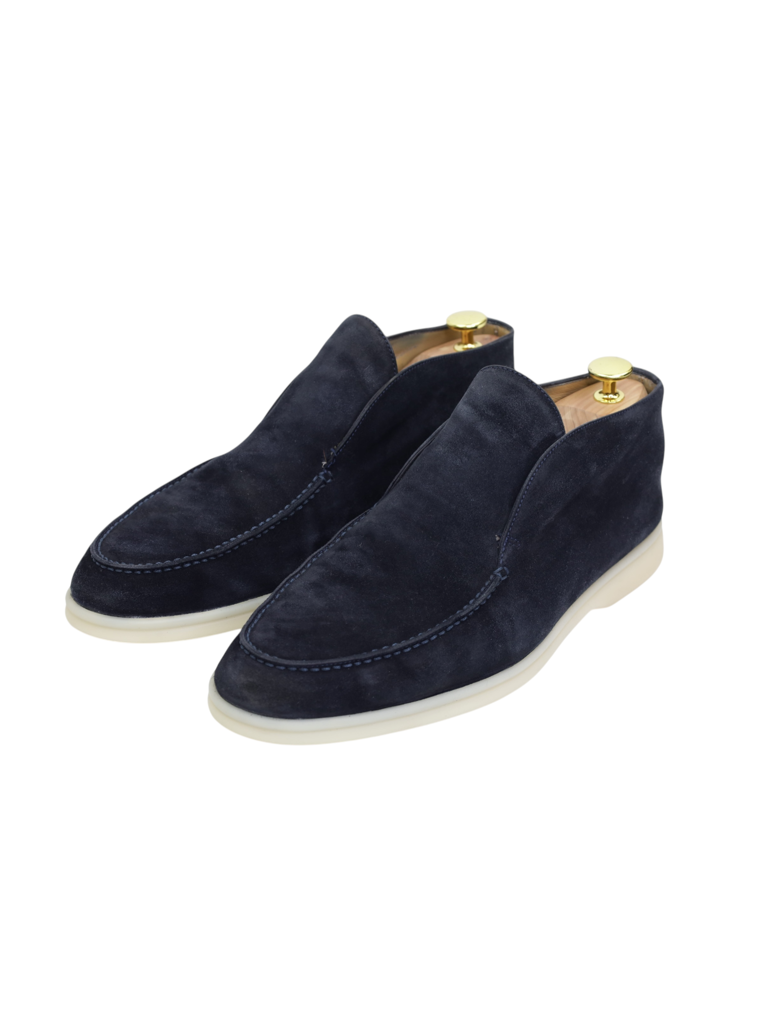 Loro Piana Navy Suede Open Walk Chukka Boots