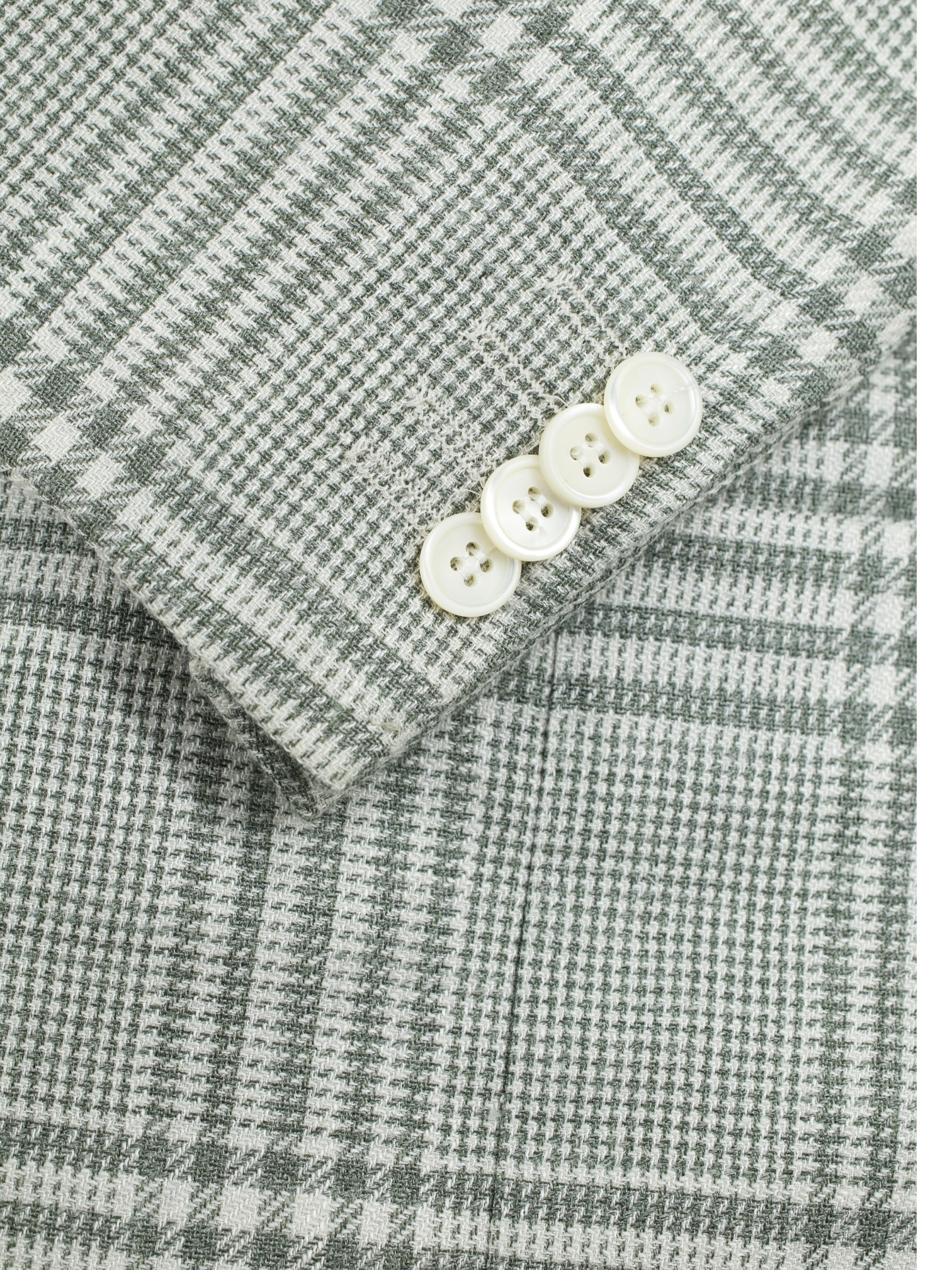Corneliani Muted Green Wool, Silk & Linen Glenplaid Jacket