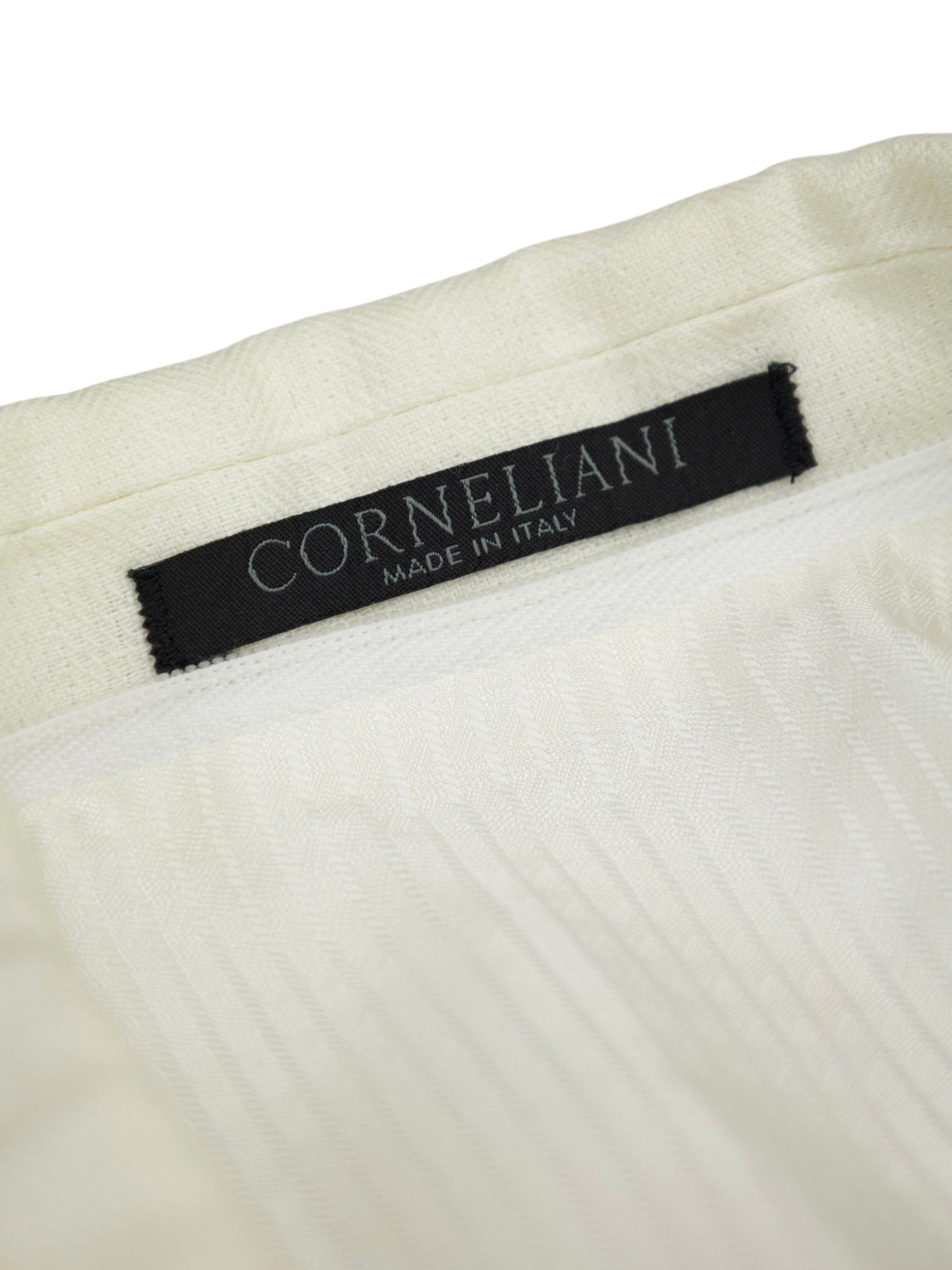 Corneliani ID White Linen Herringbone Safari Jacket