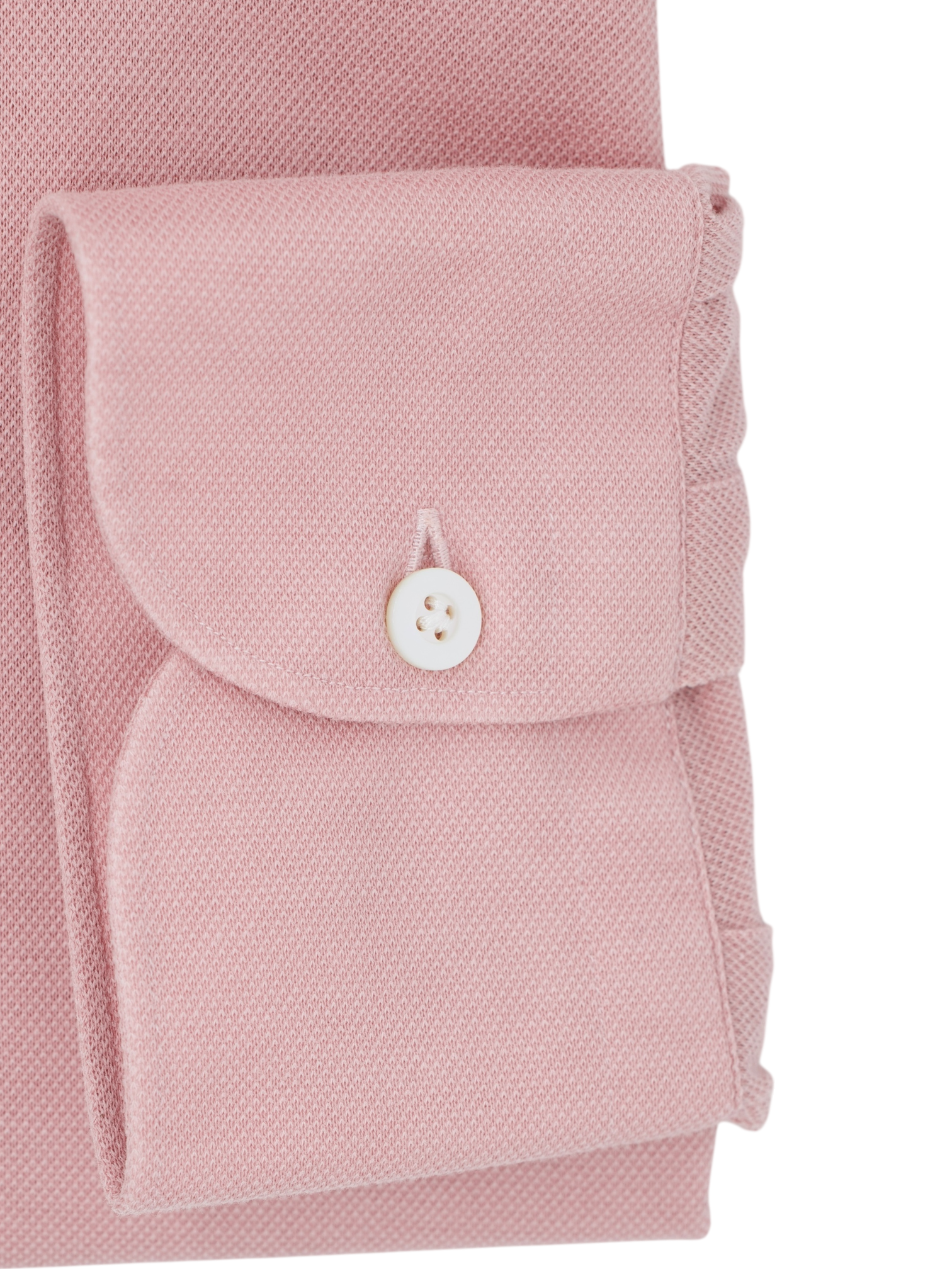 Fray Salmon Pink Cotton Piqué Knitted Button-Down Shirt