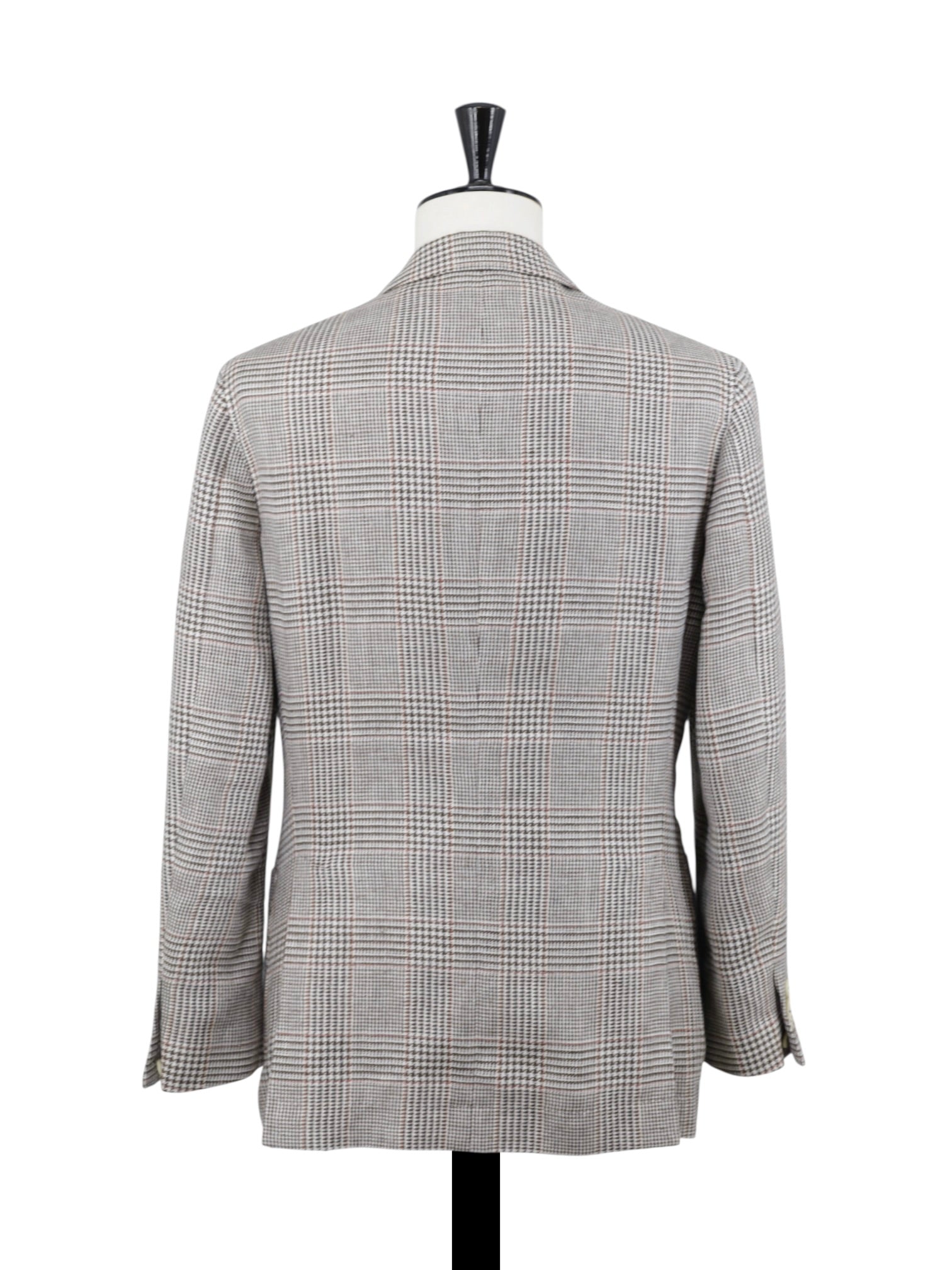 【極美品】BRUNELLO CUCINELLI /スーツ/44/定価100万円 Brunello Cucinelli Brown Linen, Wool & Silk Double-Breasted Glenplaid