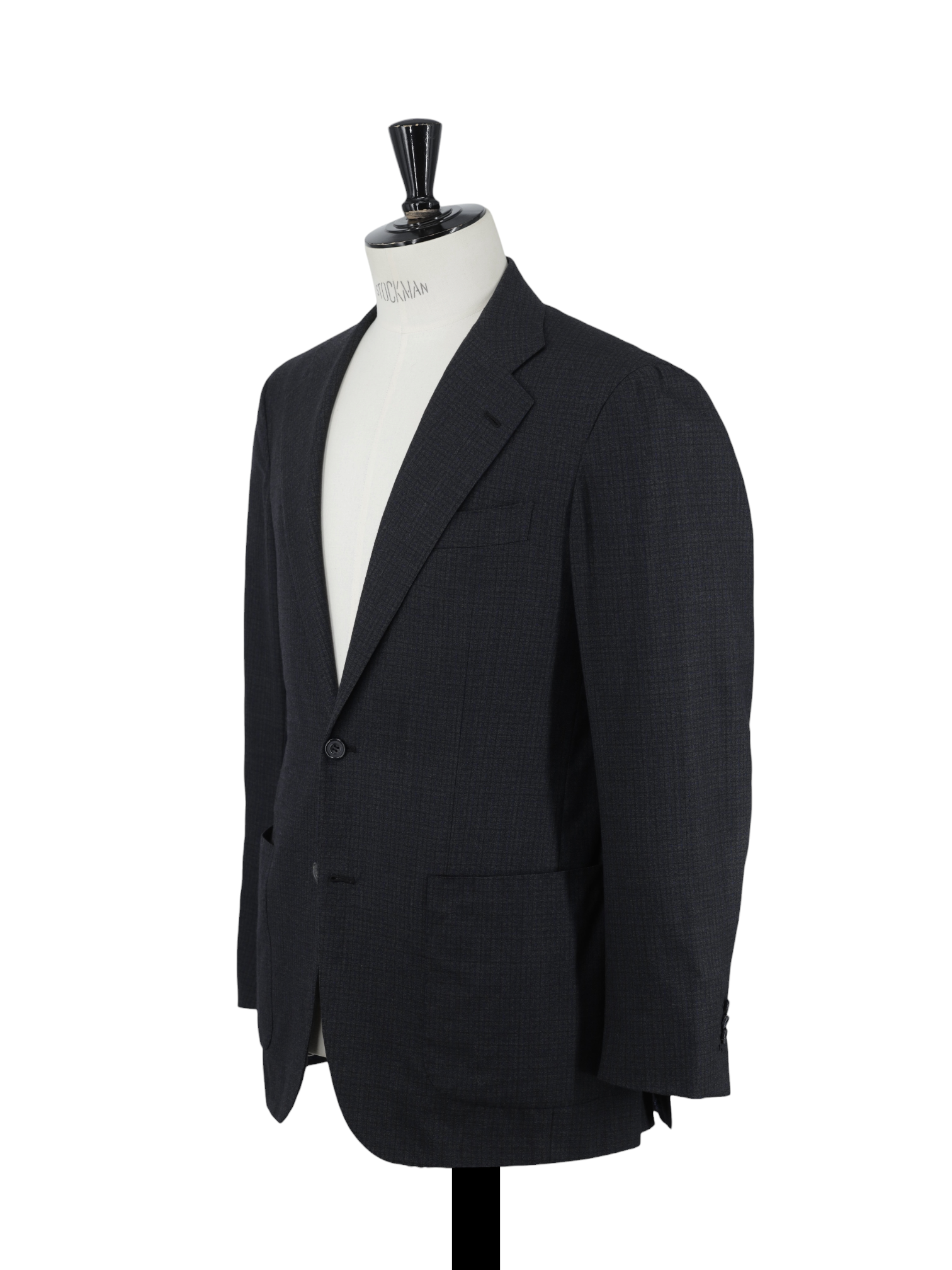 Kiton Donkergrijs & Blauw 14-Micron Wol Micro-Check Jasje