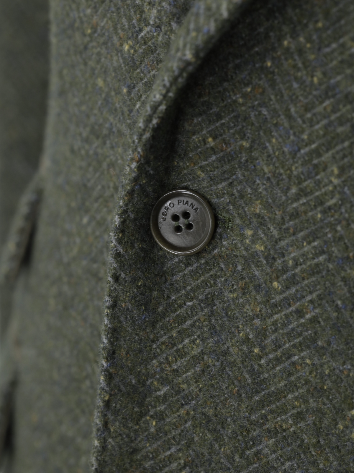 Loro Piana Light Green Cashmere & Wool Detachable-Front Herringbone Jacket