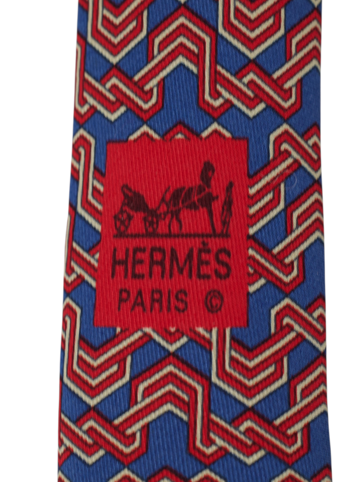Hermès Blue & Red Silk Zigzag Tie