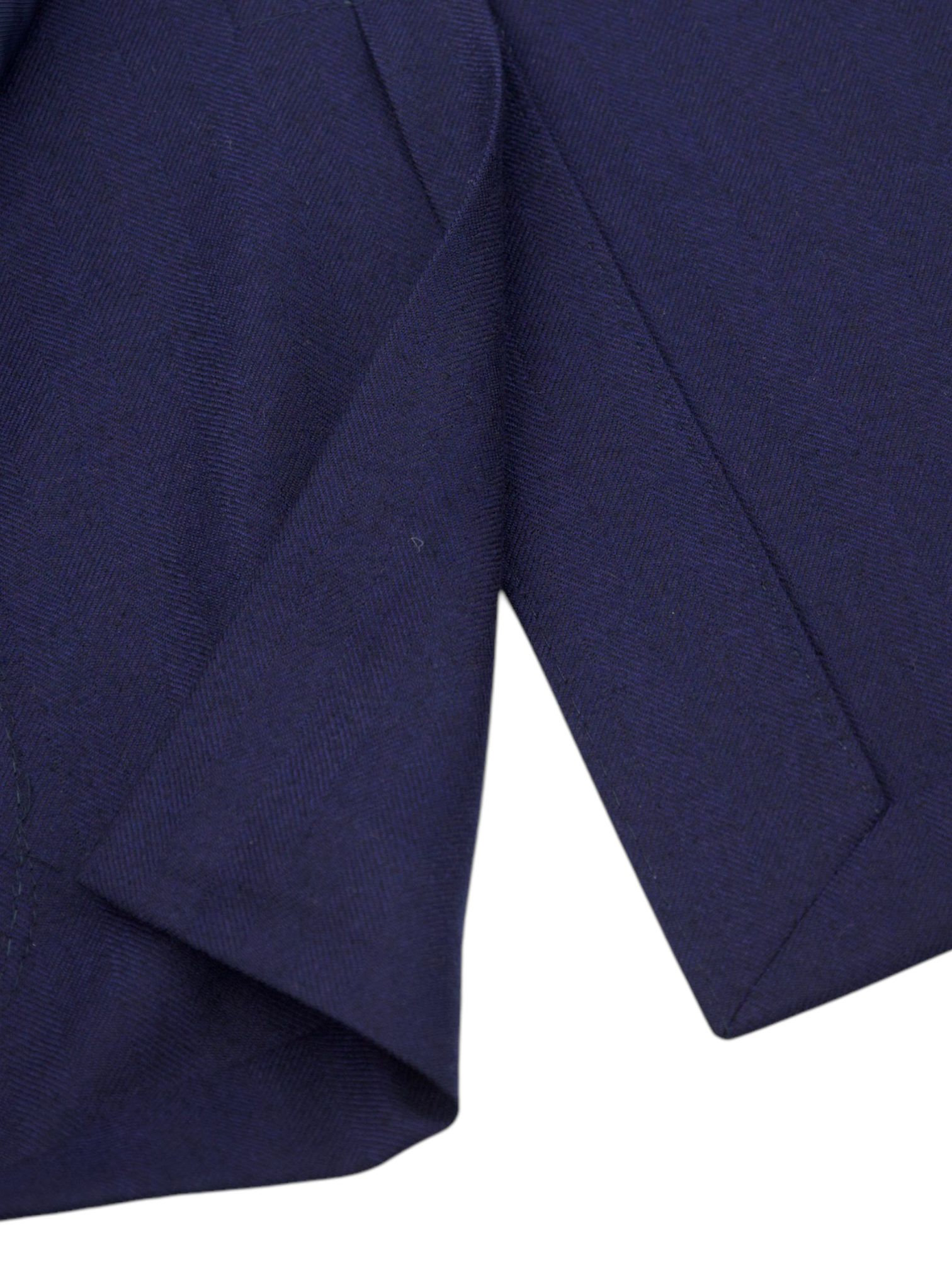 Corneliani Dark Blue Wool & Cashmere Herringbone Jacket