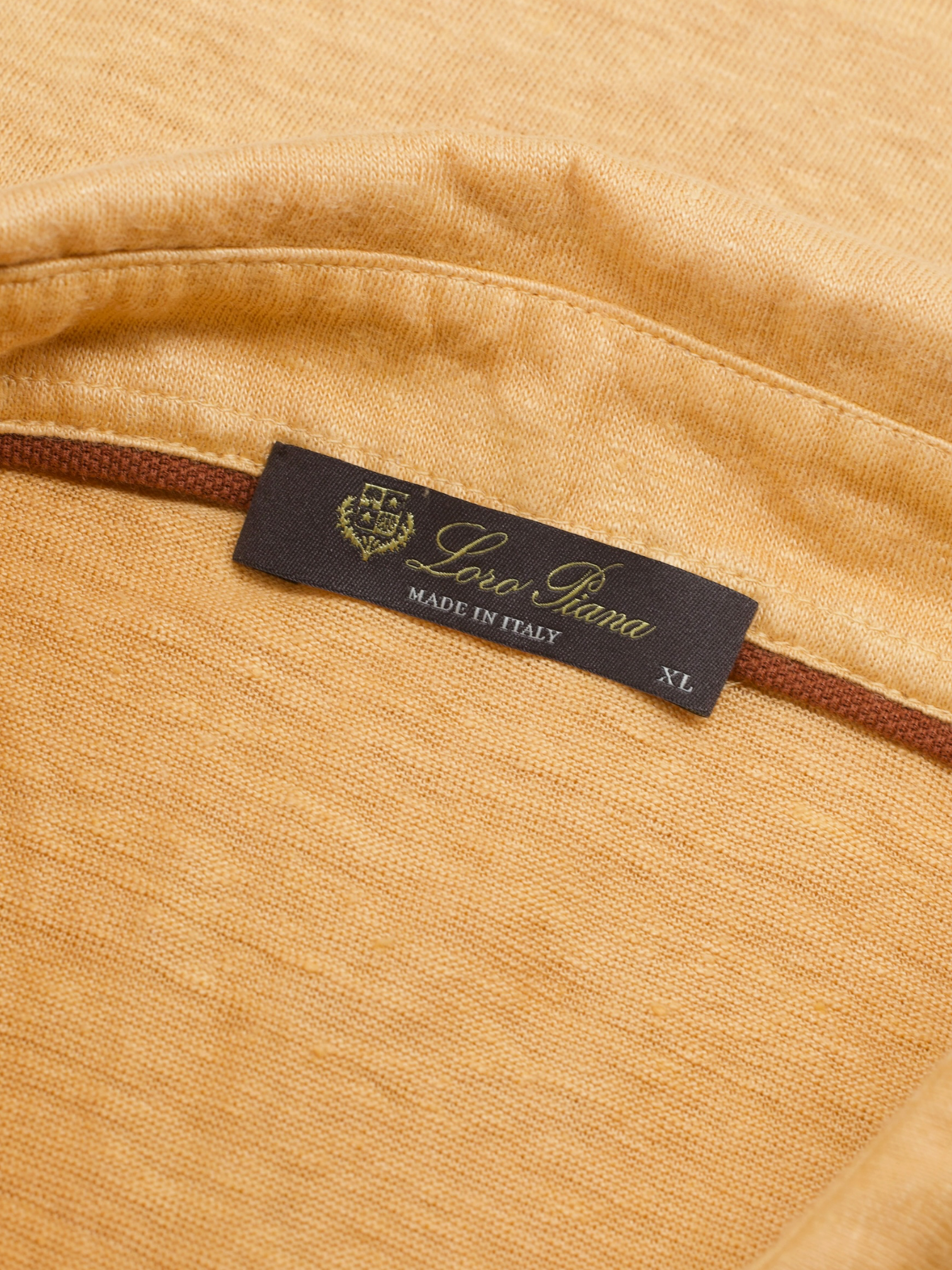 Loro Piana Orange Aloe-Vera Linen "Gargano" Polo